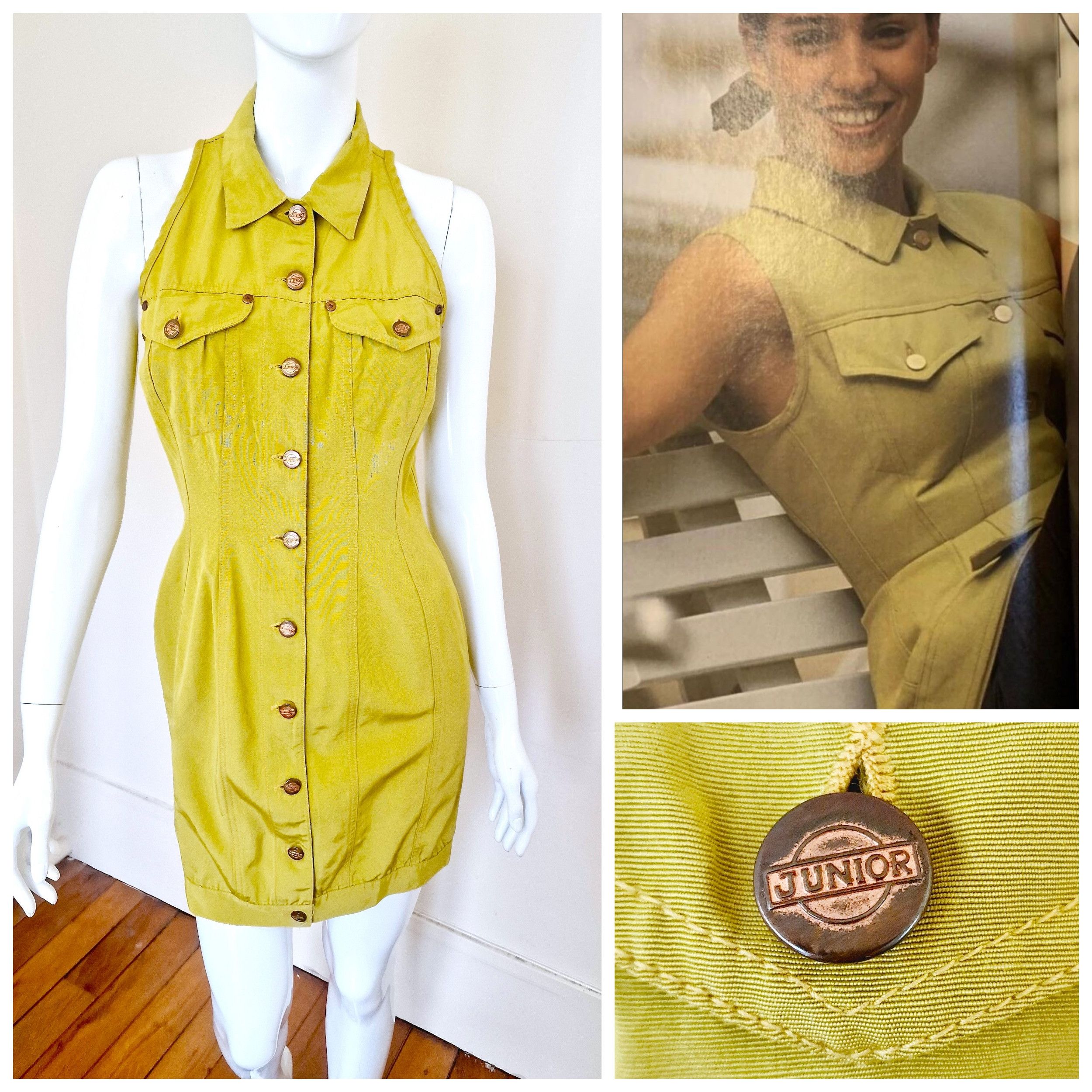 image of Jean Paul Gaultier 1989 Ss Green Neon Medium Large Dress, Women's