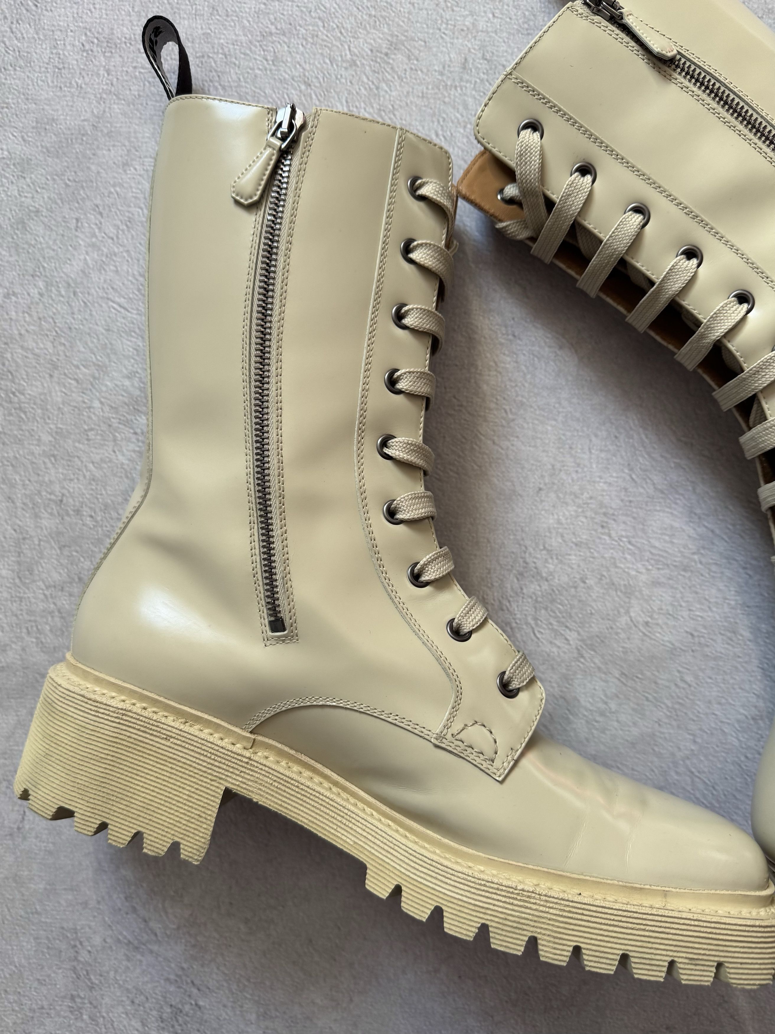 Church's Church's Gwyneth Leather Ankle Combat Boots Beige Size US 10 / IT 40 - 6 Thumbnail