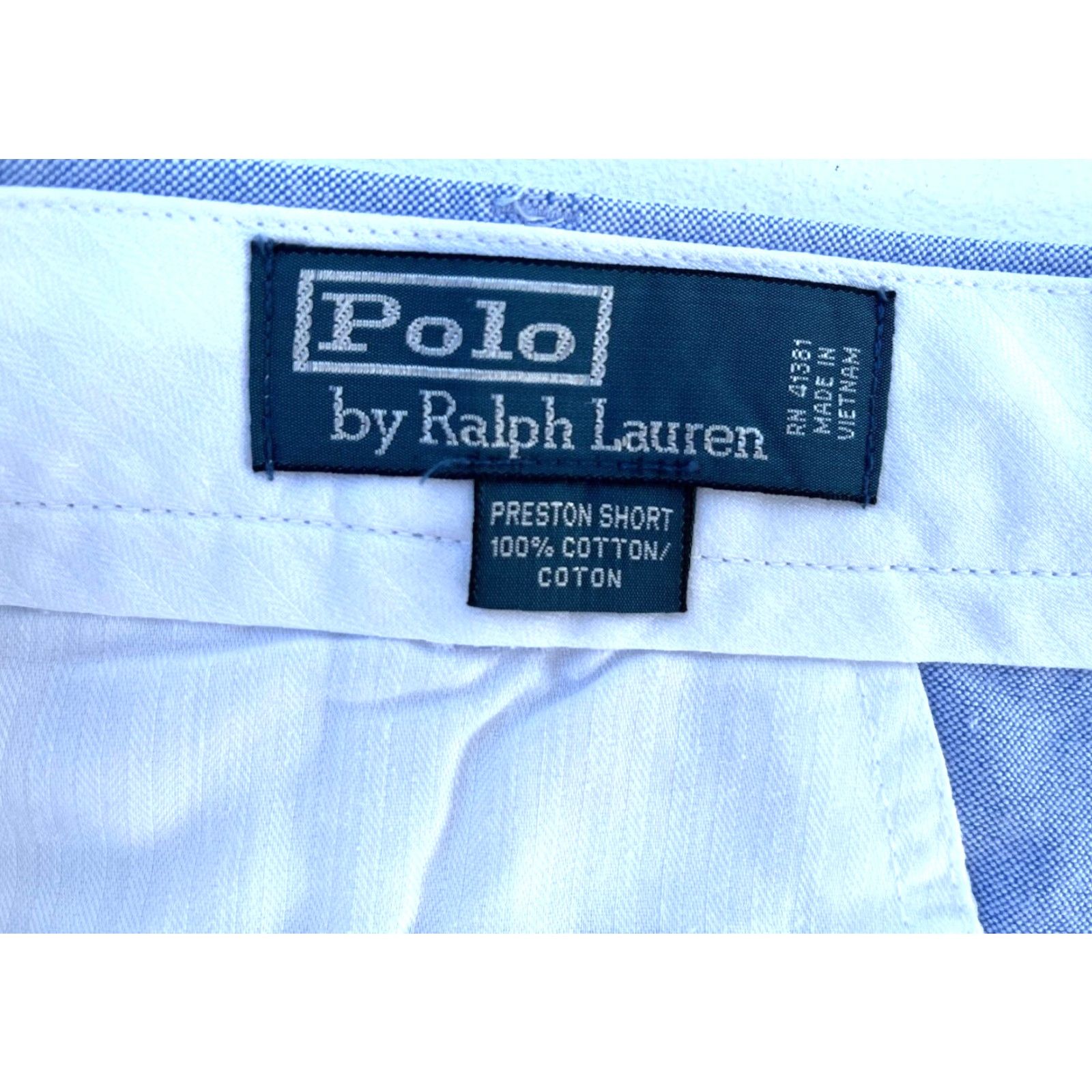 Polo Ralph Lauren VINTAGE Polo Ralph Lauren Men's Preston Short Chino 38 Blue 90s Preppy 10.5 Inseam Mens Size US M / EU 48-50 / 2 - 6 Thumbnail