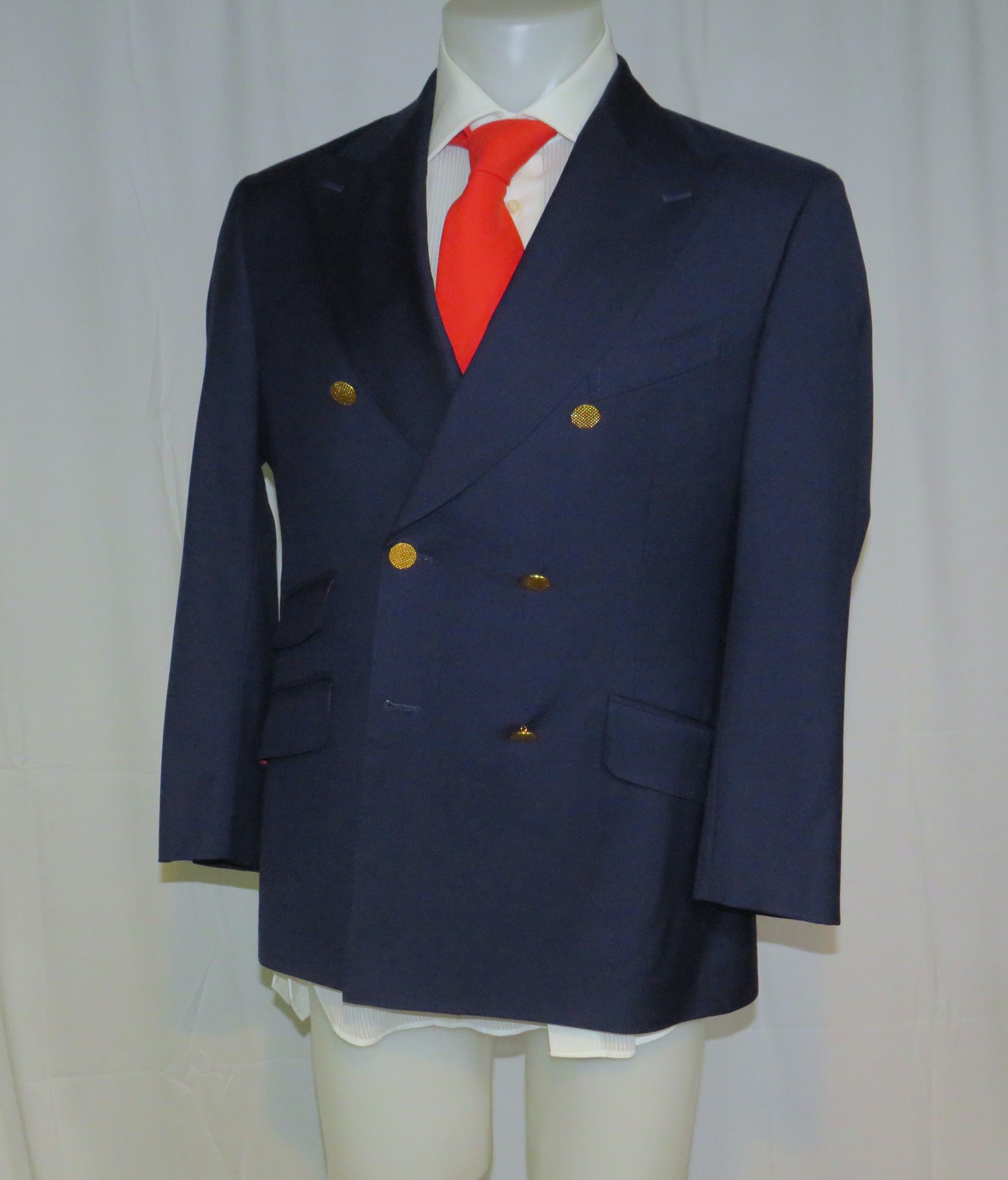 Other Alex Hitz Blue Gold Button Custom Double Breasted Blazer 40S Size 40S - 5 Thumbnail