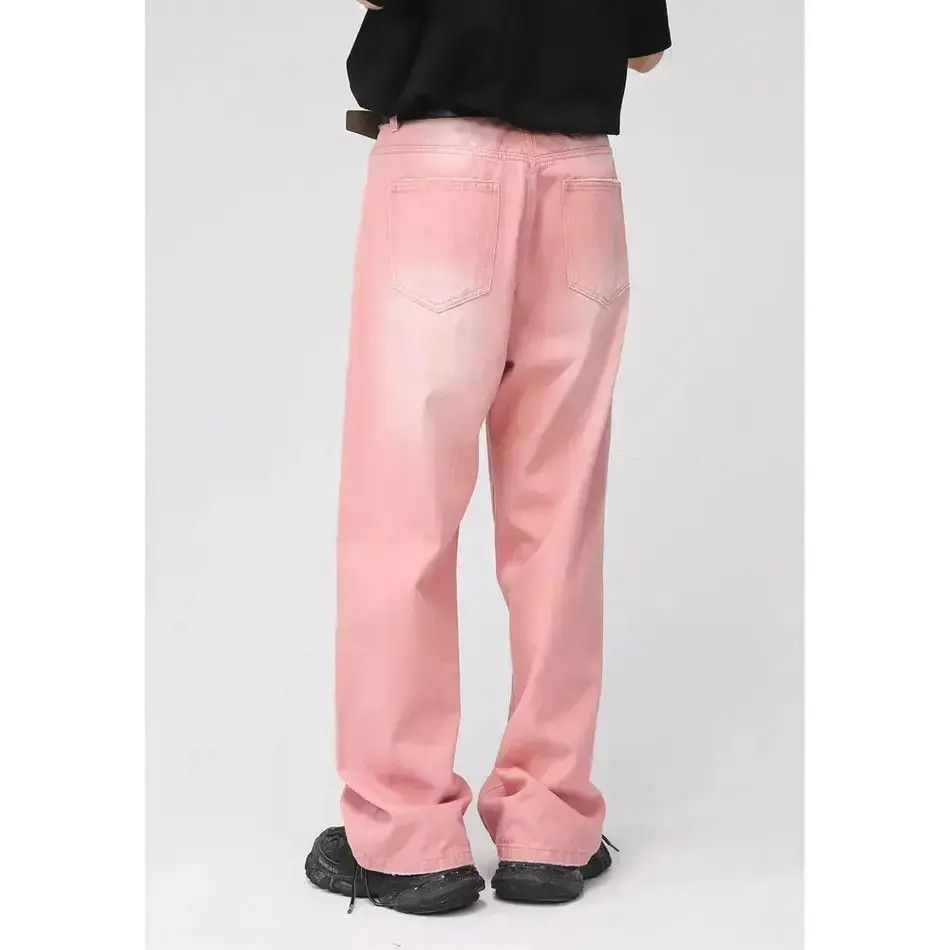 Japanese Brand Retro straight pink wide leg jeans Size US 32 / EU 48 - 3 Thumbnail