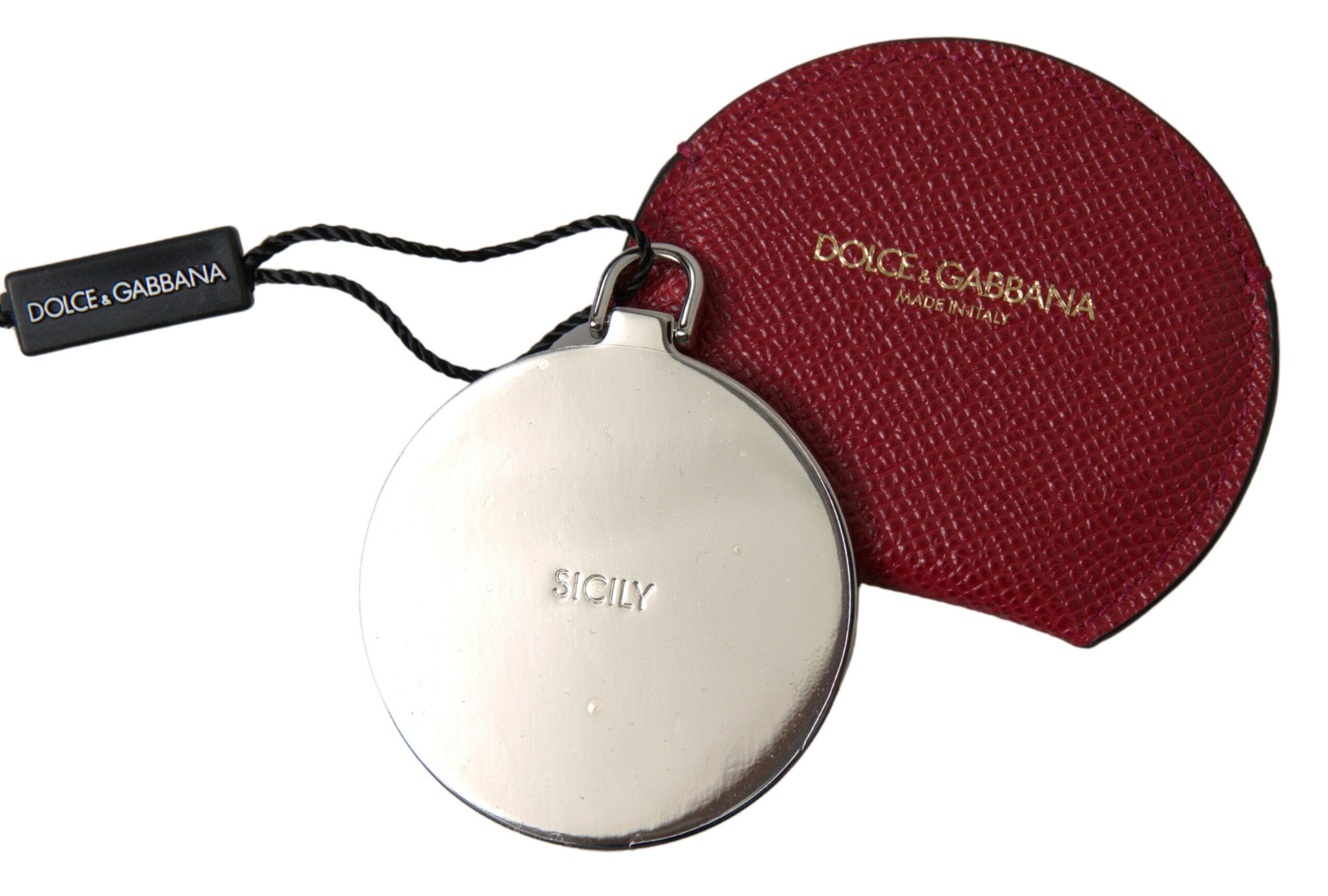 Dolce & Gabbana Chic Red Leather Hand Mirror Women's Holder Size ONE SIZE - 1 Thumbnail
