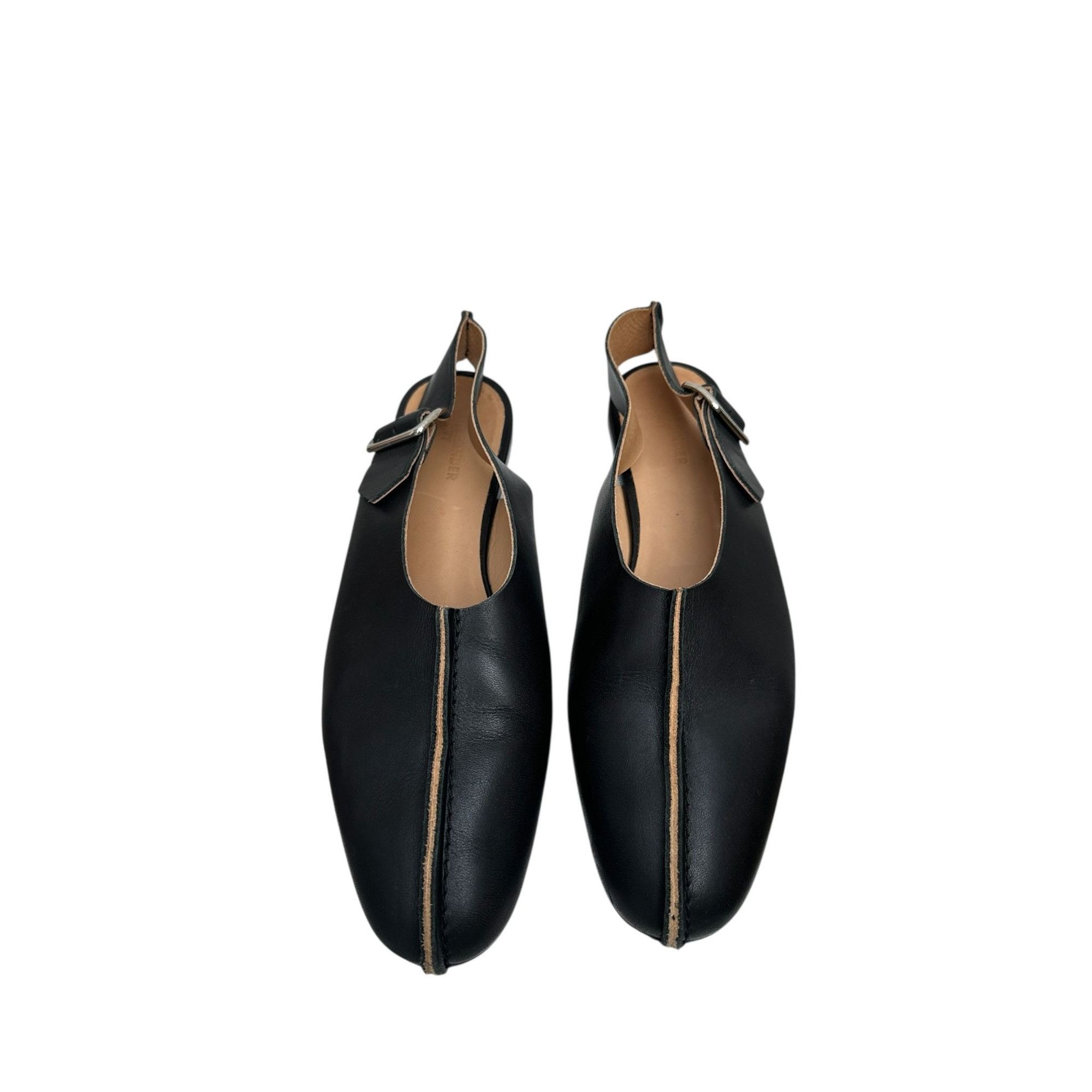 Jil Sander Black Leather Flat Shoes Size US 9 / IT 39 - 2 Thumbnail