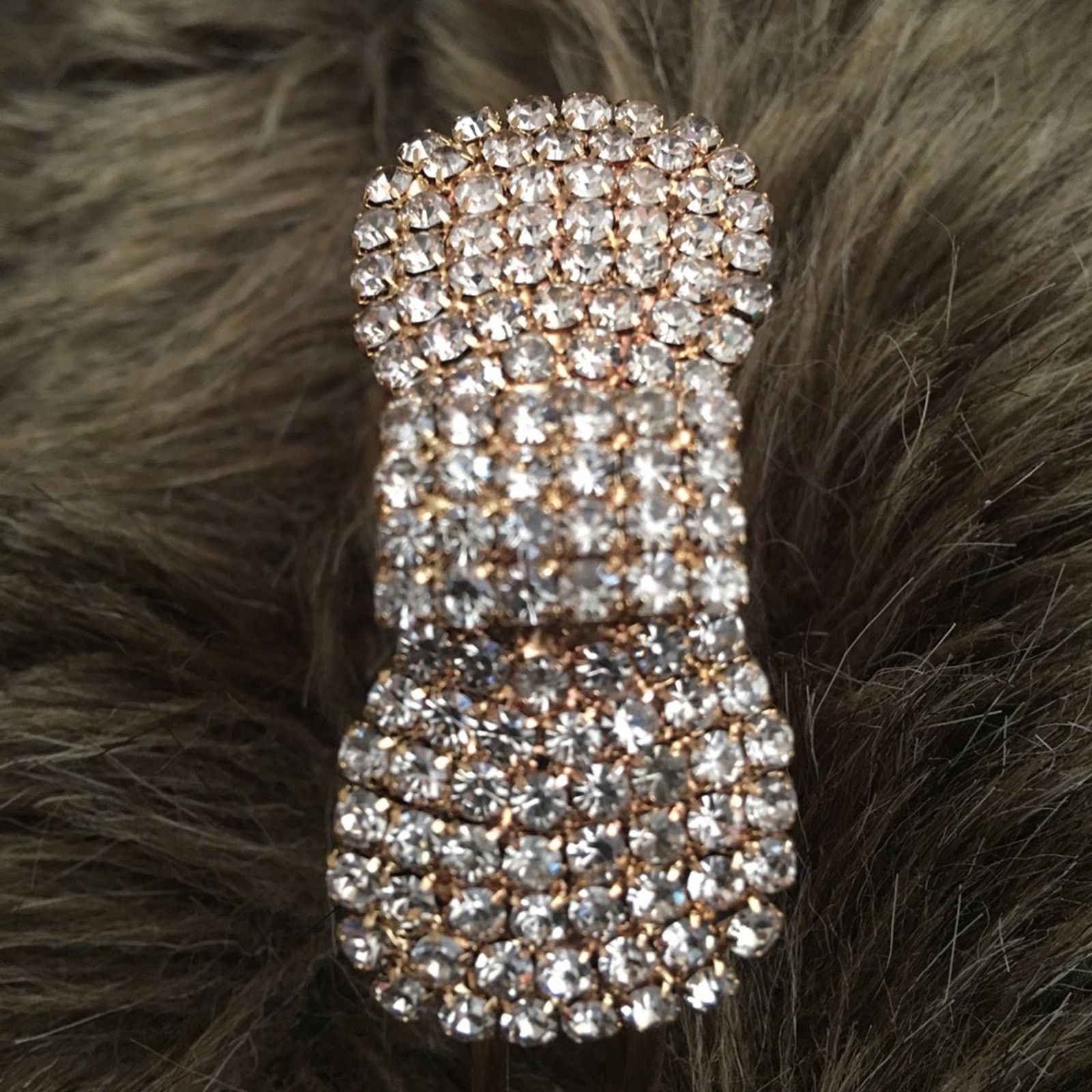 Jewelry Rhinestone “bow” gold tone cuff bracelet Size ONE SIZE - 6 Thumbnail