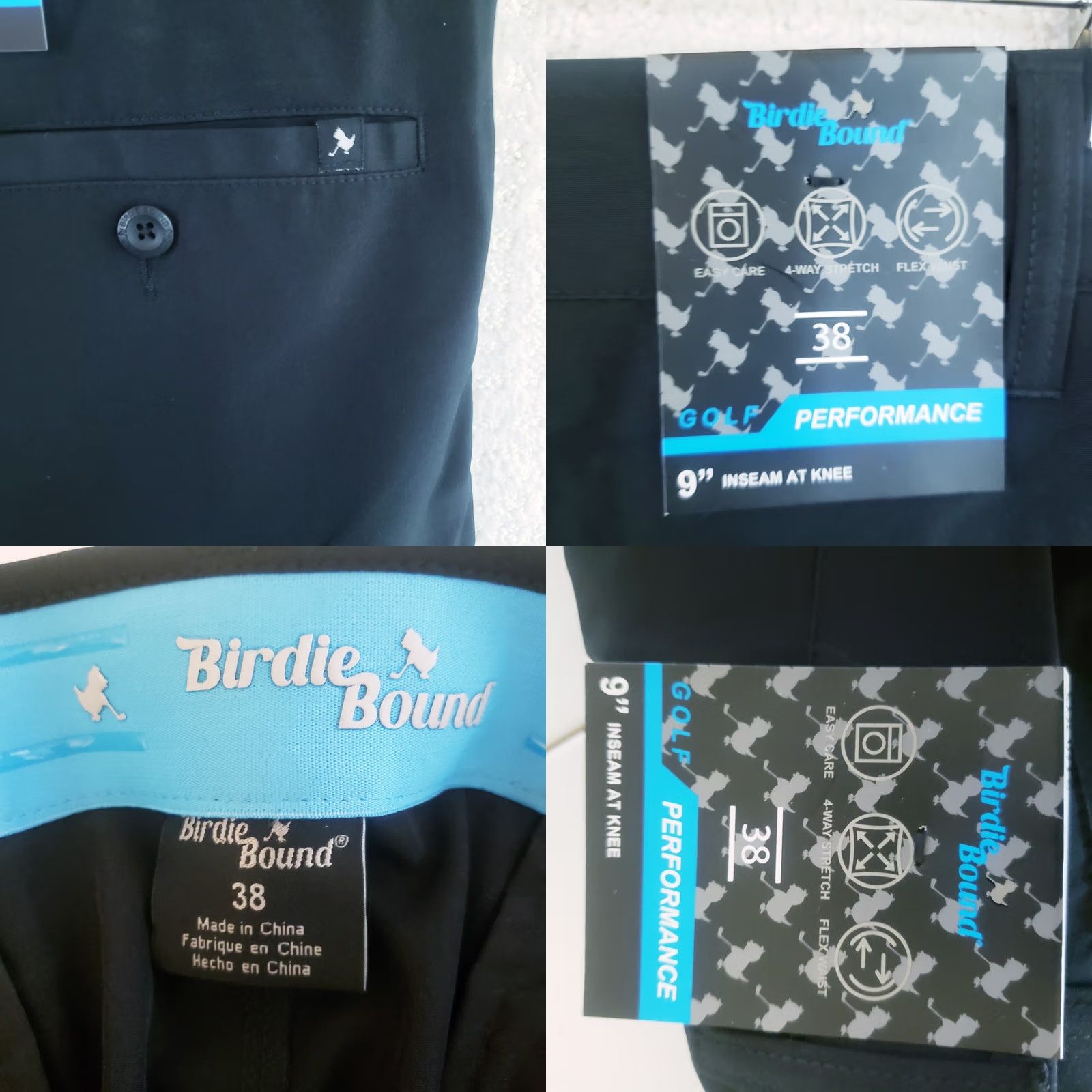 Vintage Birdie Bound Golf Shorts Mens 38 Black Performance Stretch Zip Pocket NWT Size US 38 / EU 54 - 8 Thumbnail