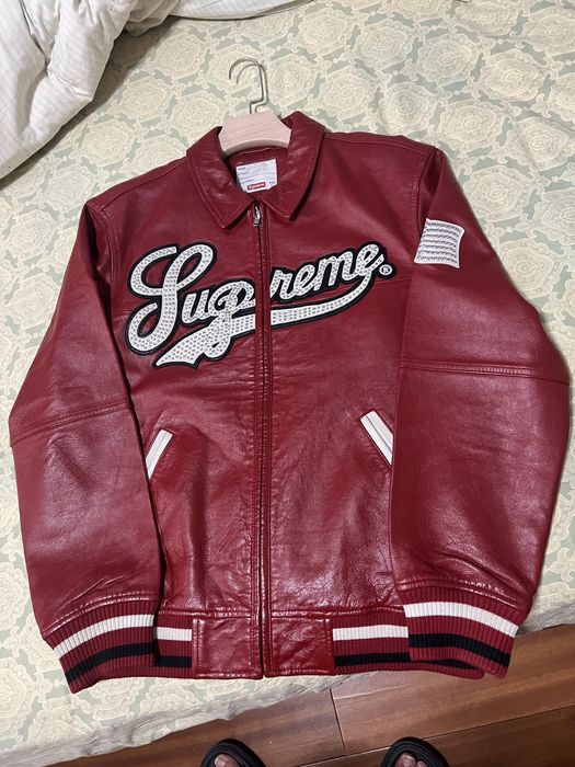 supreme uptown studded leather jacket