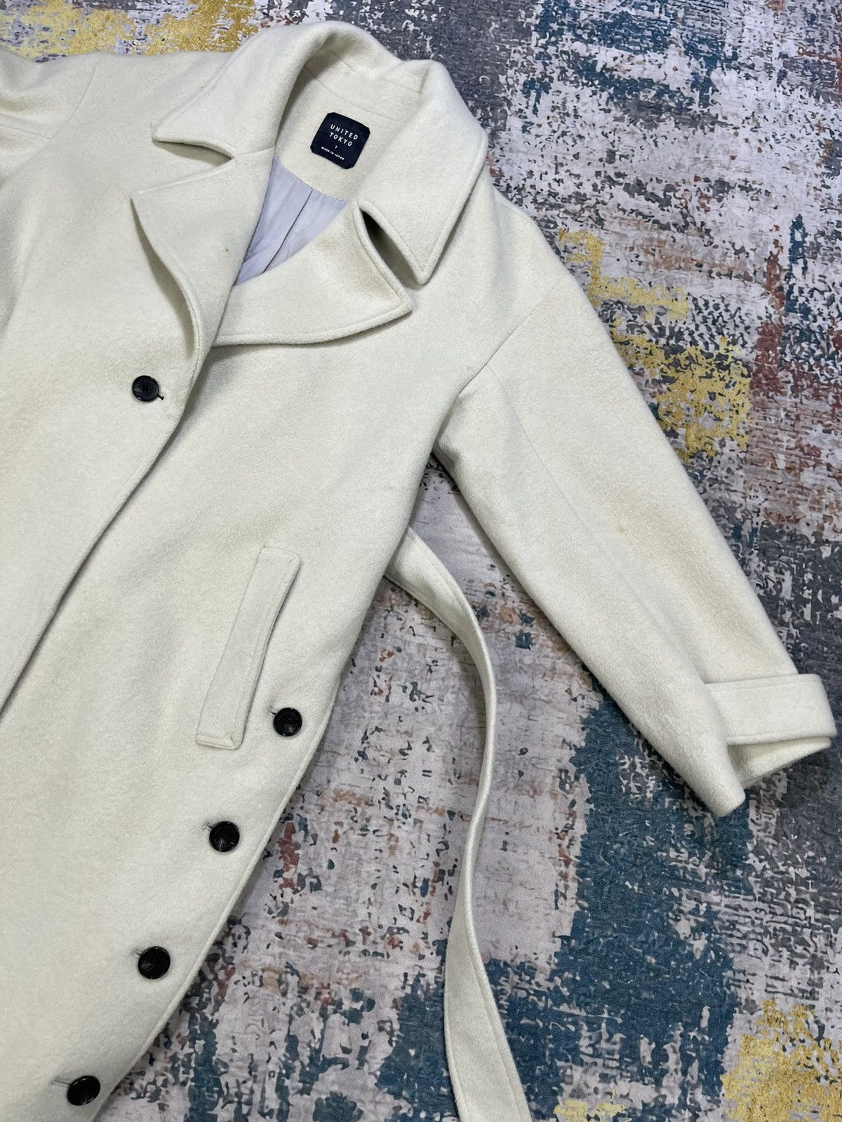 Japanese Brand United Tokyo Button Up Skirt Slit Belted Wool Coat Size XS / US 0-2 / IT 36-38 - 10 Thumbnail