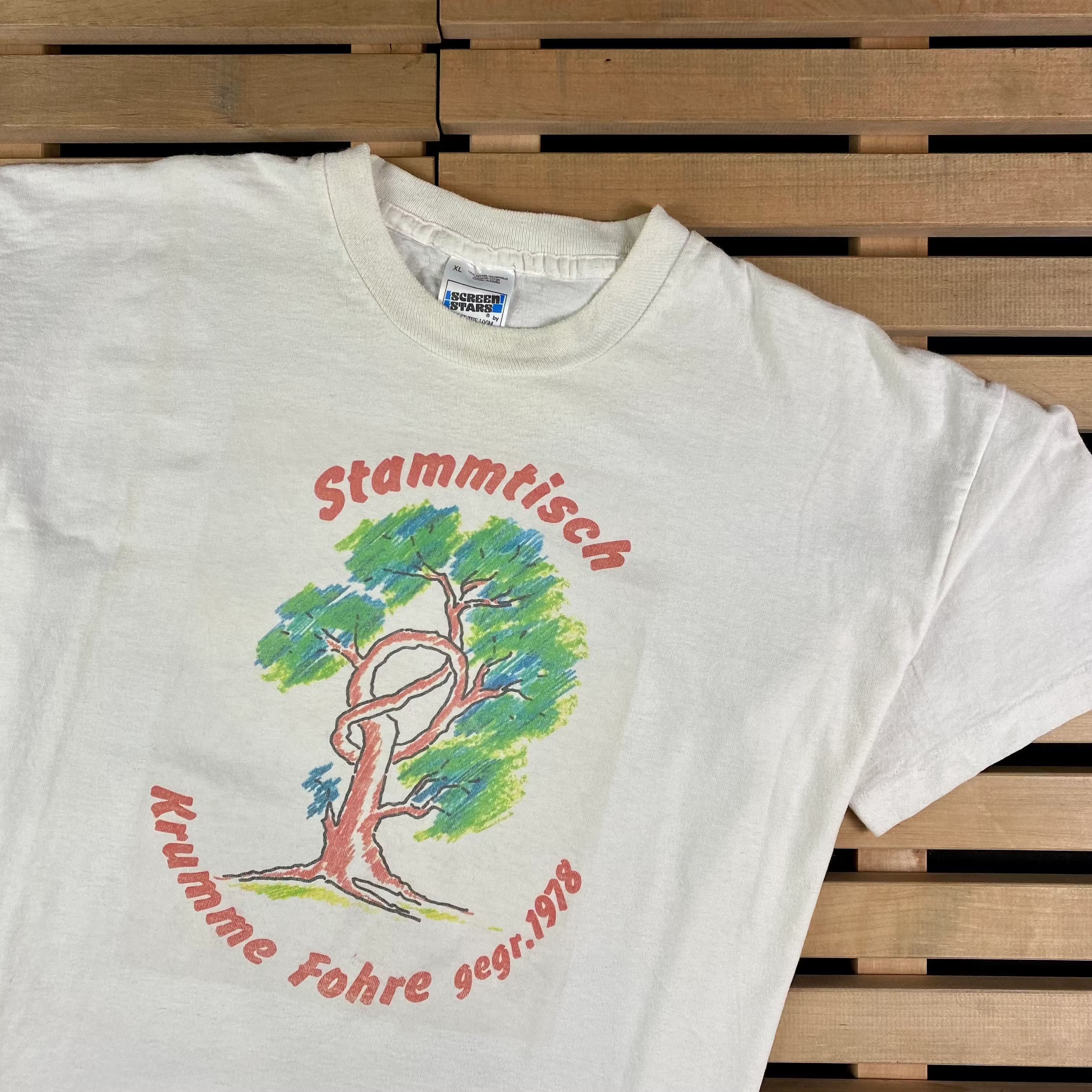 Vintage Mens Vintage T Shirt Stammtisch Krumme Fohre 1978 Size XL Size US XL / EU 56 / 4 - 2 Thumbnail
