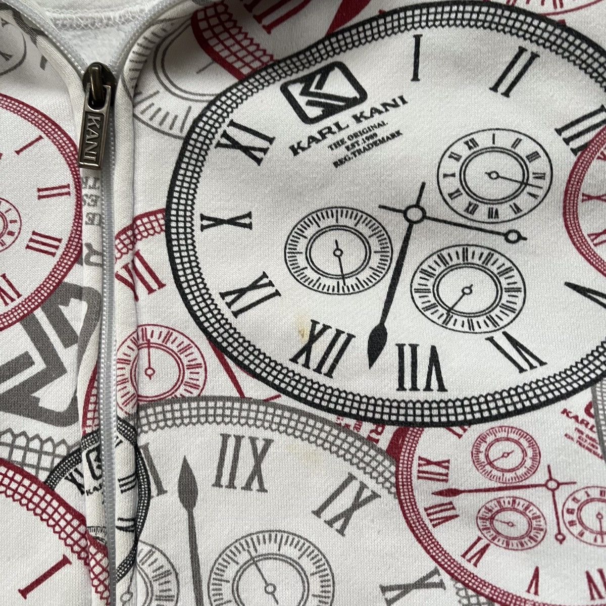 Japanese Brand × Karl Kani Vintage Karl Kani Printed Clock y2k zip hoodie Size US S / EU 44-46 / 1 - 13 Thumbnail