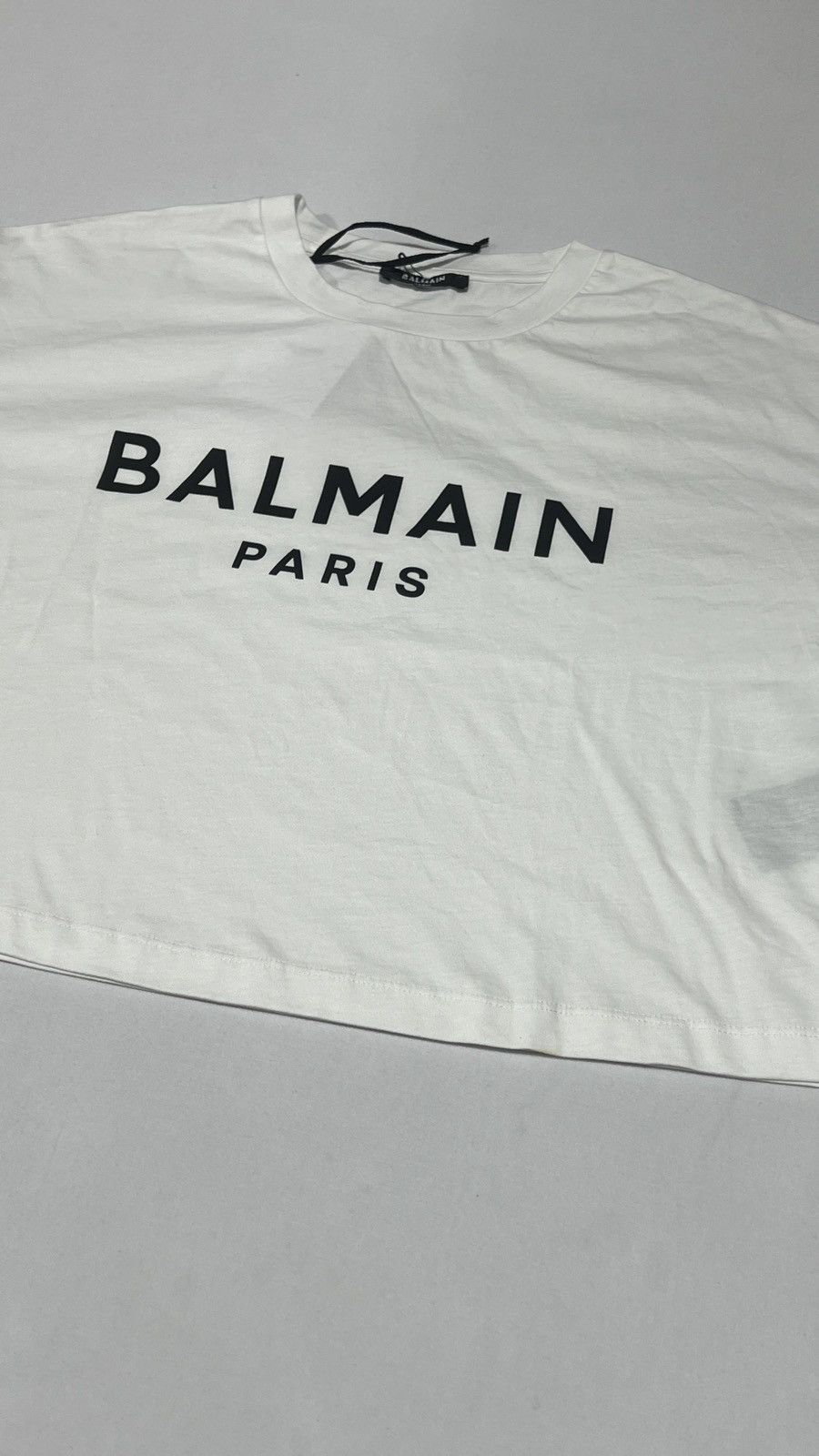 Balmain Balmain Paris White Crop Tee Size L / US 10 / IT 46 - 3 Thumbnail