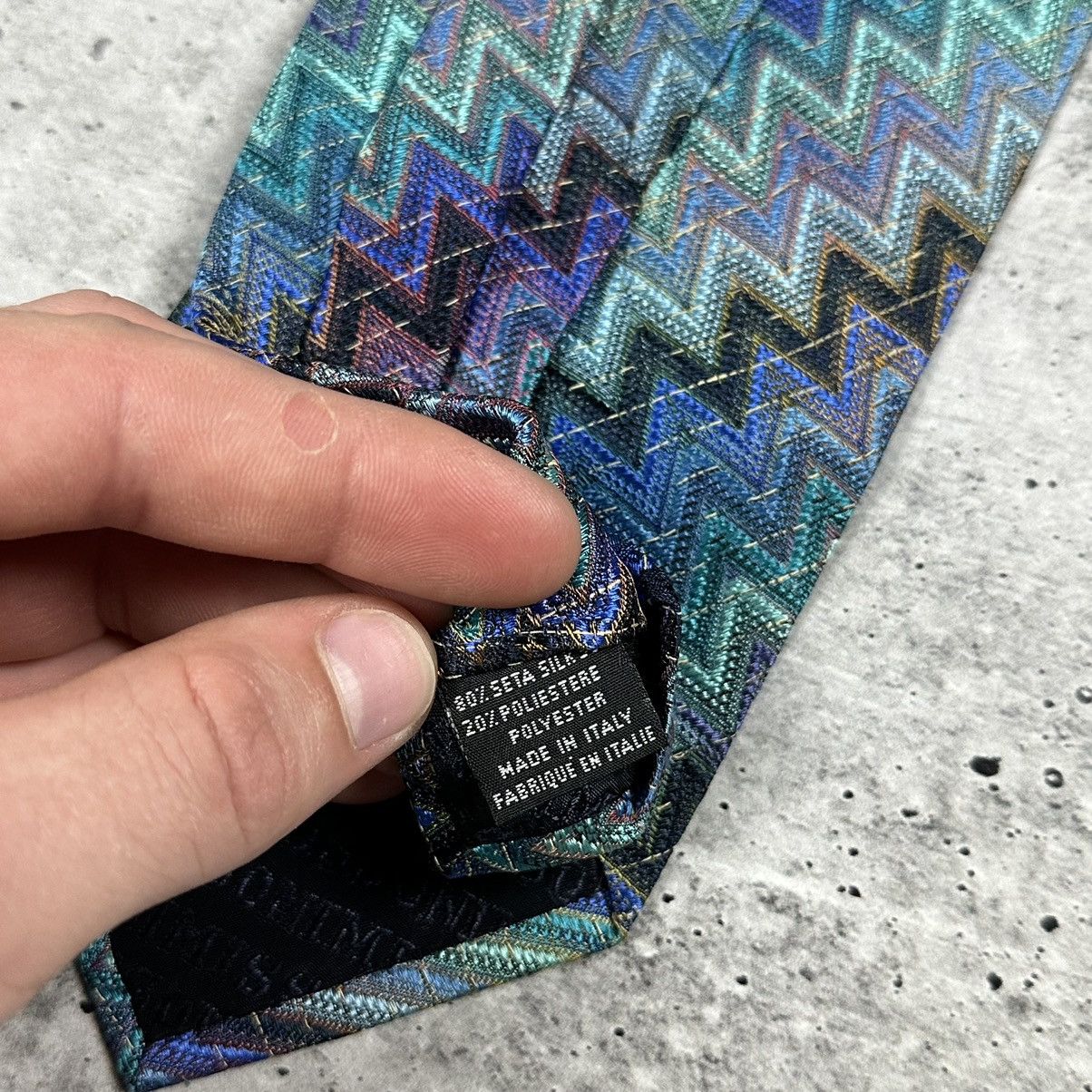 Designer MISSONI Men's Silk Necktie LUXURY Tie Purple Green Geometric Size ONE SIZE - 9 Thumbnail