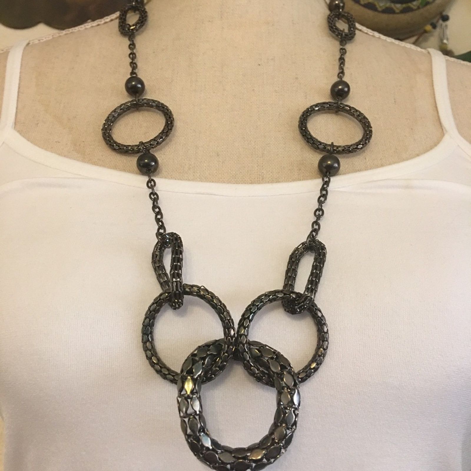 Jewelry Modern black chrome tone chain link necklace Size ONE SIZE - 1 Thumbnail