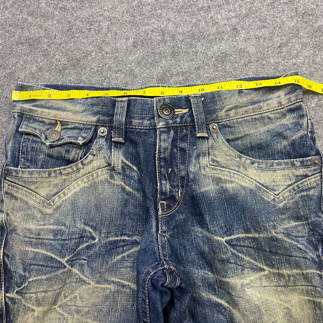 If Six Was Nine 💥Flare💥Vintage Rattle Trap Acid Wash Distressed Denim Size US 30 / EU 46 - 4 Thumbnail