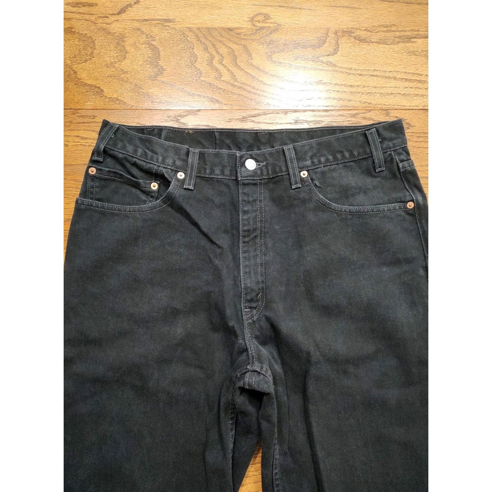 Levi's VINTAGE Levi's 550 Jeans Mens Relaxed Tapered Black Denim 34x35 36x36 Fit 550 Portal USA Logo 5-Pocket Jeans Mens Size US 36 / EU 52 - 4 Thumbnail