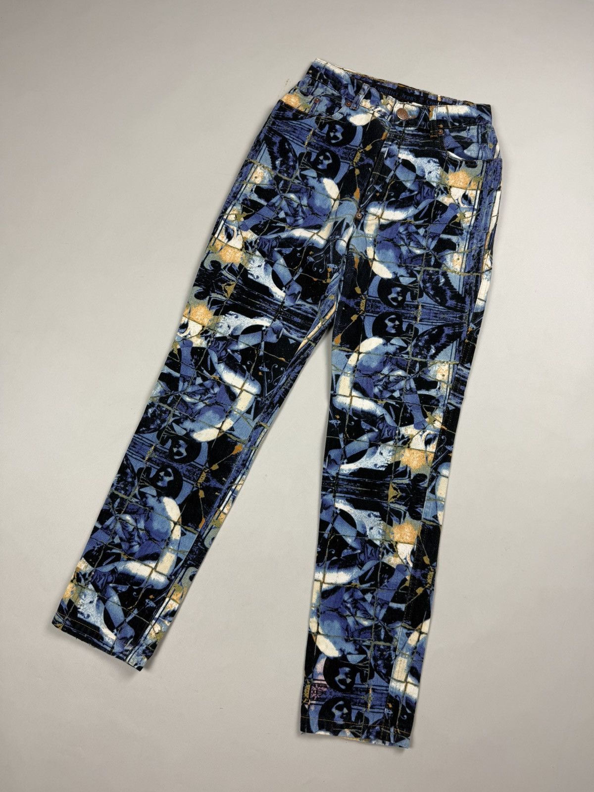 Jean Paul Gaultier 90s JPG Jean Paul Gaultier Stained Glass Printed Denim Jeans Size 25" / US 0 / IT 36 - 4 Thumbnail