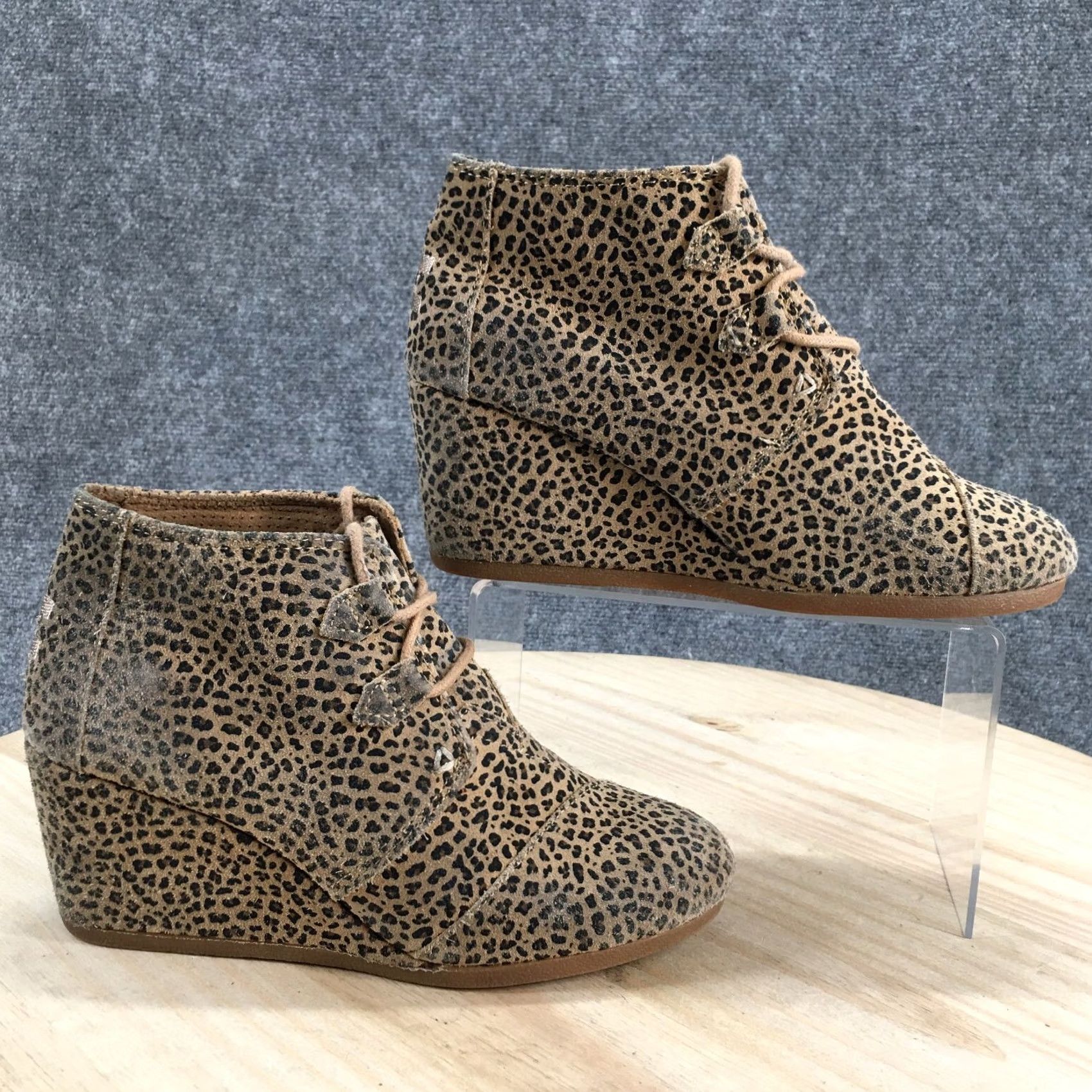 Toms Toms Kala Desert Lace Up Wedge Ankle Bootie Boots Brown Suede Womens 7 Leather Upper Suede Shaft Ankle Bootie Size US 7 / IT 37 - 2 Thumbnail