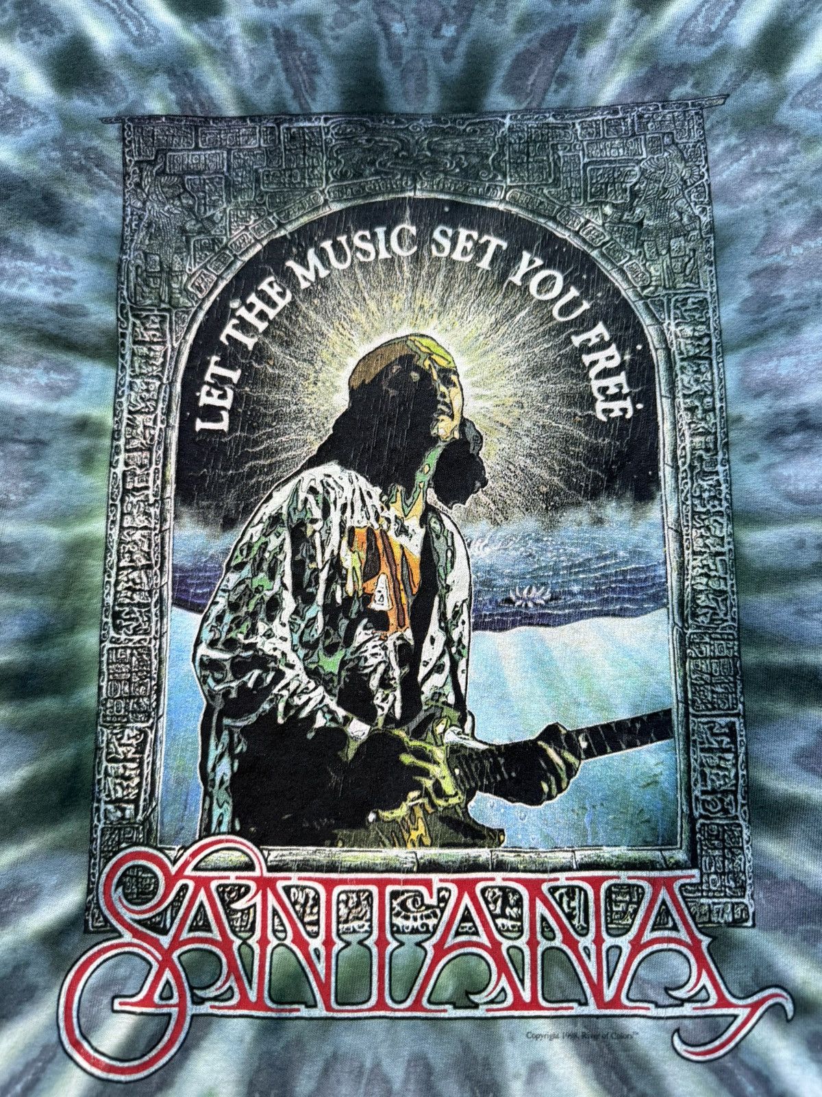 Vintage Vintage 90s SANTANA Tiedye tshirt Size US XL / EU 56 / 4 - 4 Thumbnail