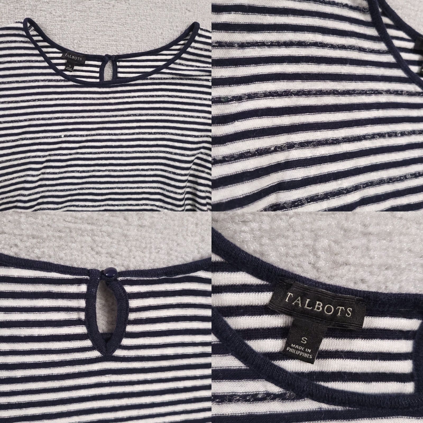 Talbots Talbots Top Striped Linen Blend Short Sleeve Blue White Size Small Womens Size S / US 4 / IT 40 - 8 Thumbnail