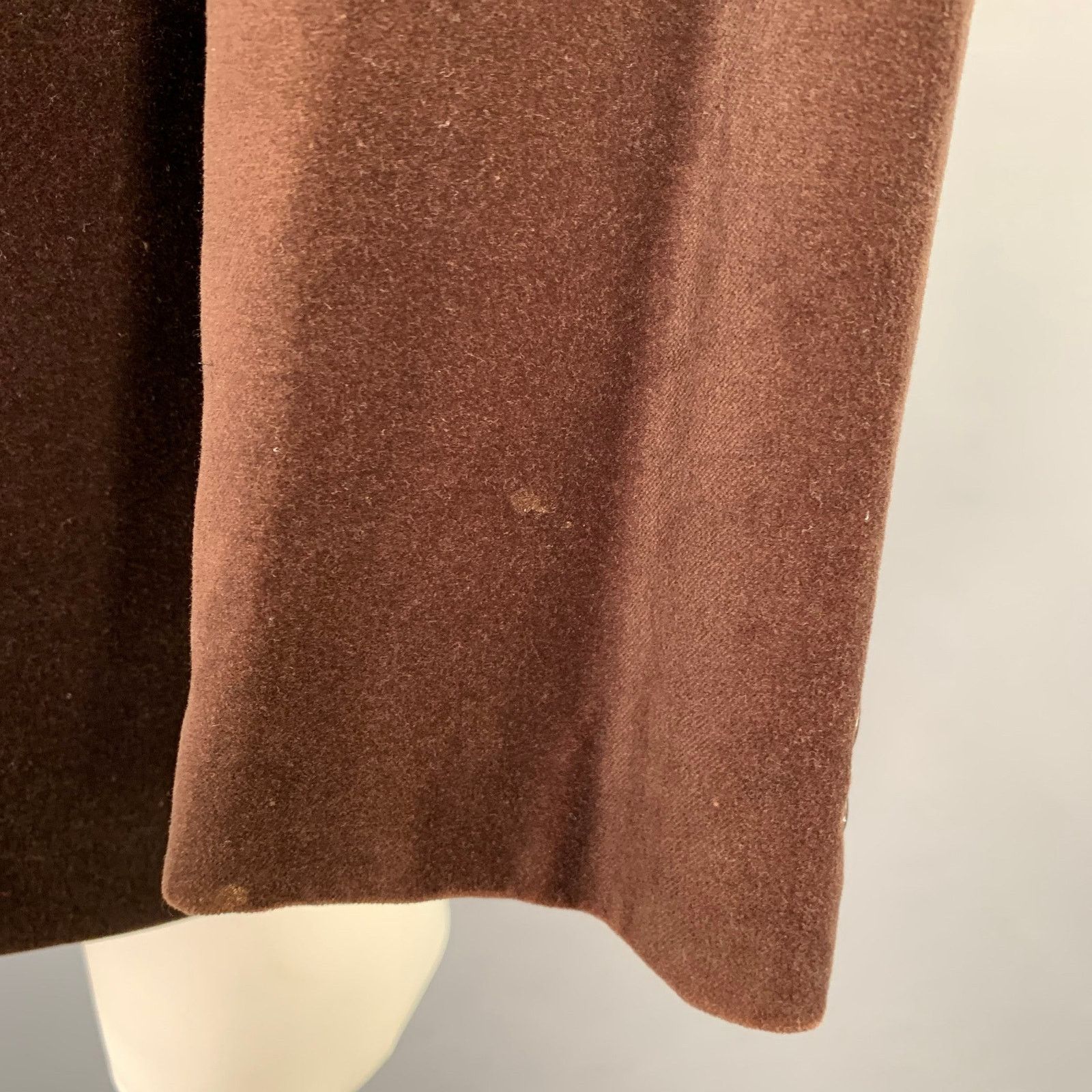 Ungaro Paris UNGARO Regular Brown Velvet Cotton Peak Lapel Sport Coat Size 40R - 7 Thumbnail