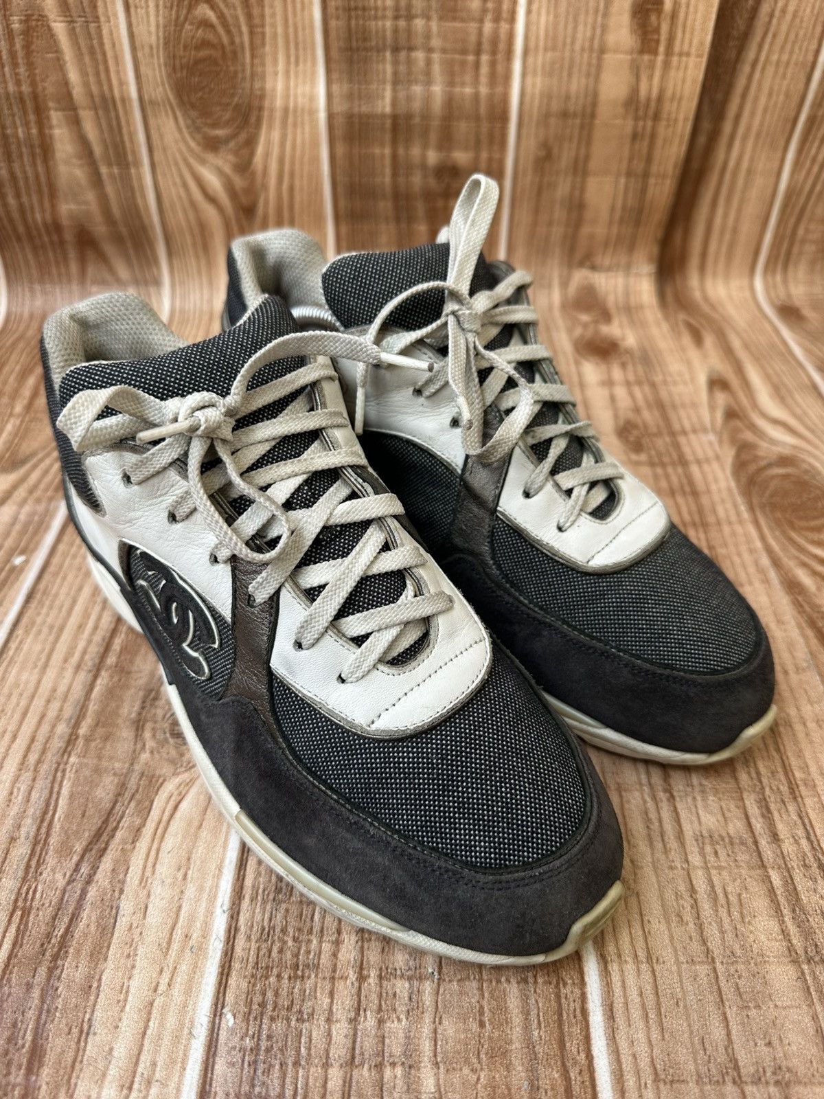 Chanel Chanel CC Logo Trainers Black Gray Low top Sneaks Size US 6.5 / EU 39-40 - 5 Thumbnail