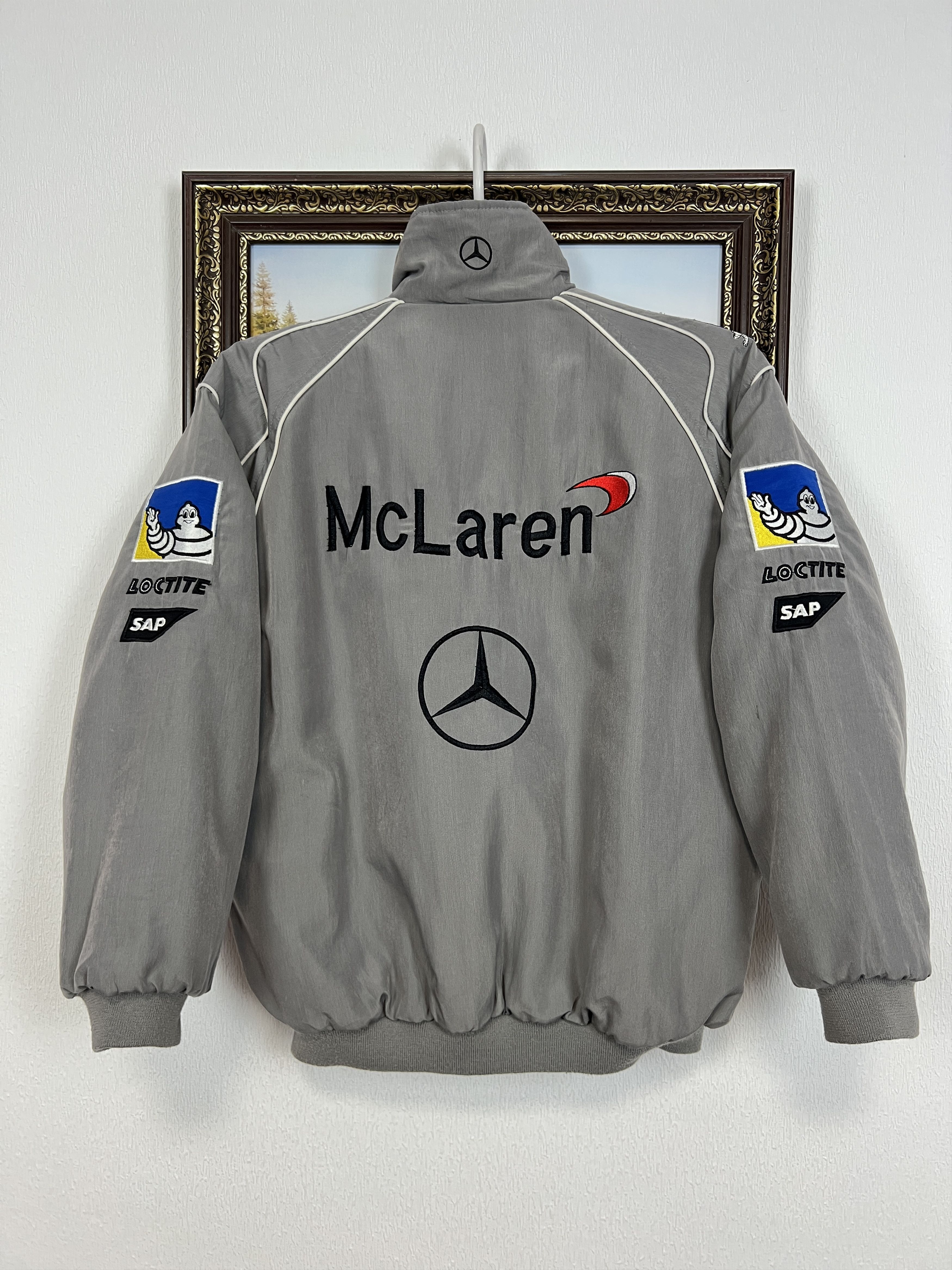 Mercedes-Benz Vintage Mercedes Benz Racing Formula 1 Bomber Warsteiner Size XS / US 0-2 / IT 36-38 - 14 Thumbnail