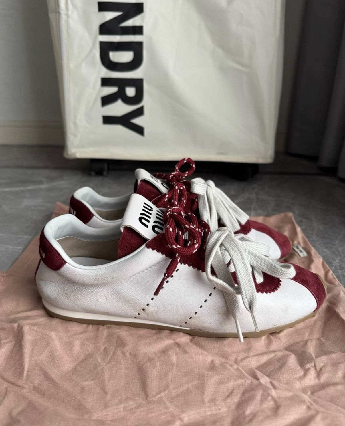 Miu Miu MiuMiu 25SS Red Suede Low-Top German Trainer K6 Size US 6.5 / IT 36.5 - 3 Thumbnail