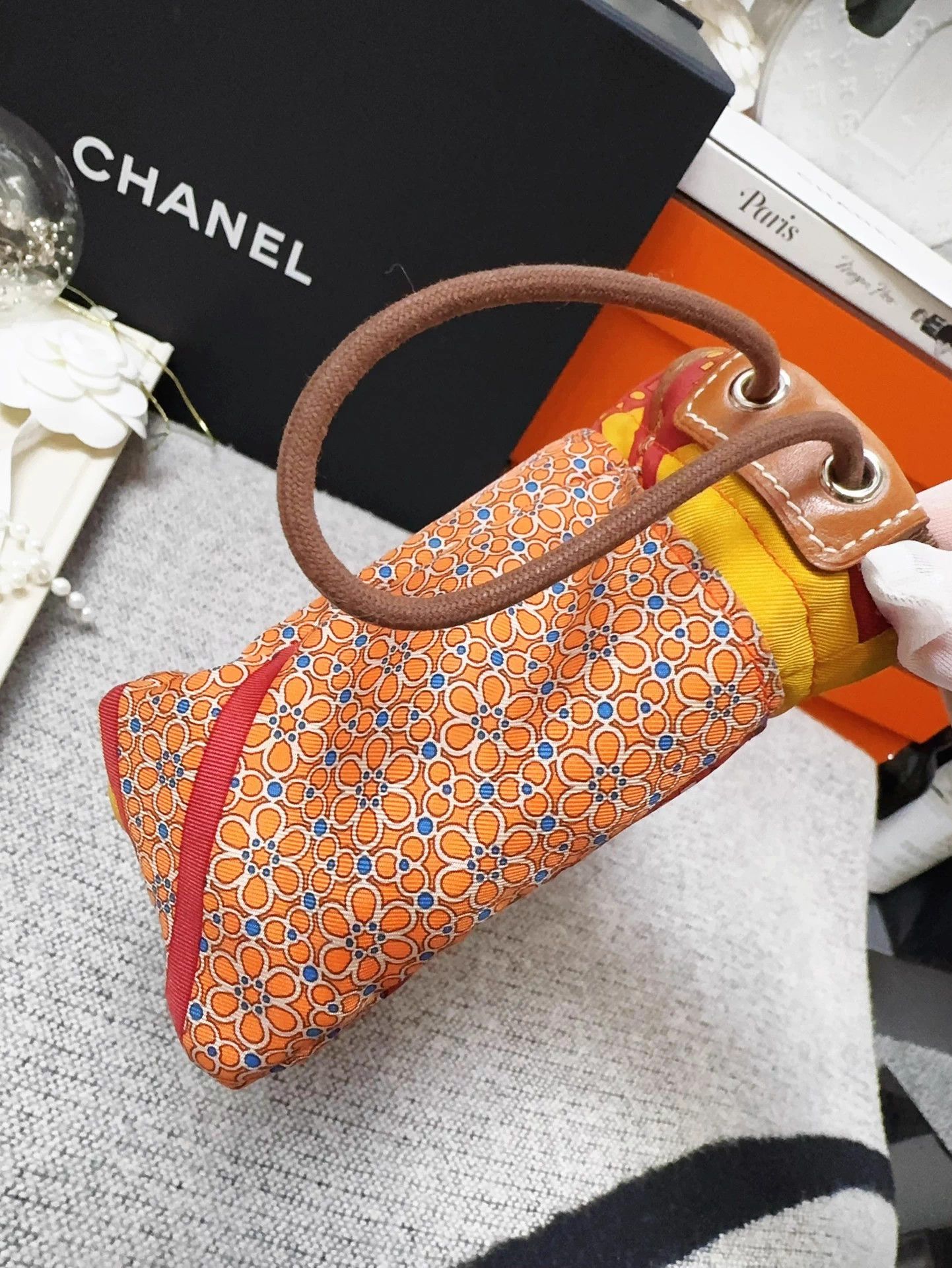 Hermes Hermes Fourbi20 Orange & Brown Silk Liner MINT Size ONE SIZE - 7 Thumbnail