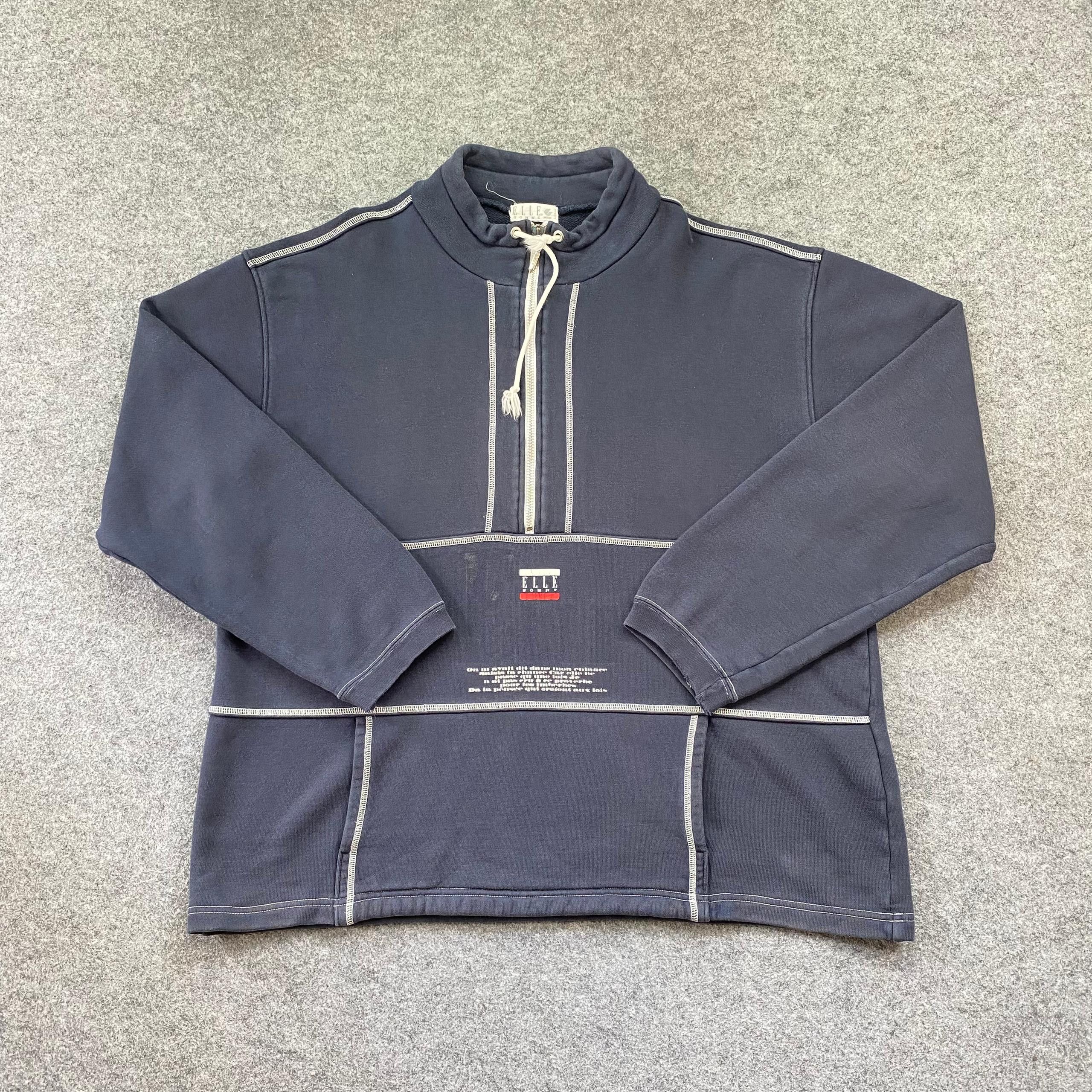 Japanese Brand Vintage Elle Homme Half Zipper Sweatshirt Size US L / EU 52-54 / 3 - 1 Thumbnail