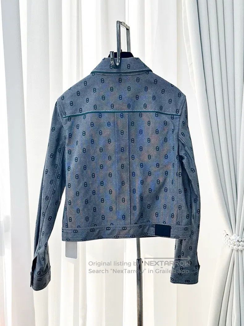 Hermes Hermes Gray Pig Nose Printed Logo Denim Jacket Size XS / US 0-2 / IT 36-38 - 3 Thumbnail