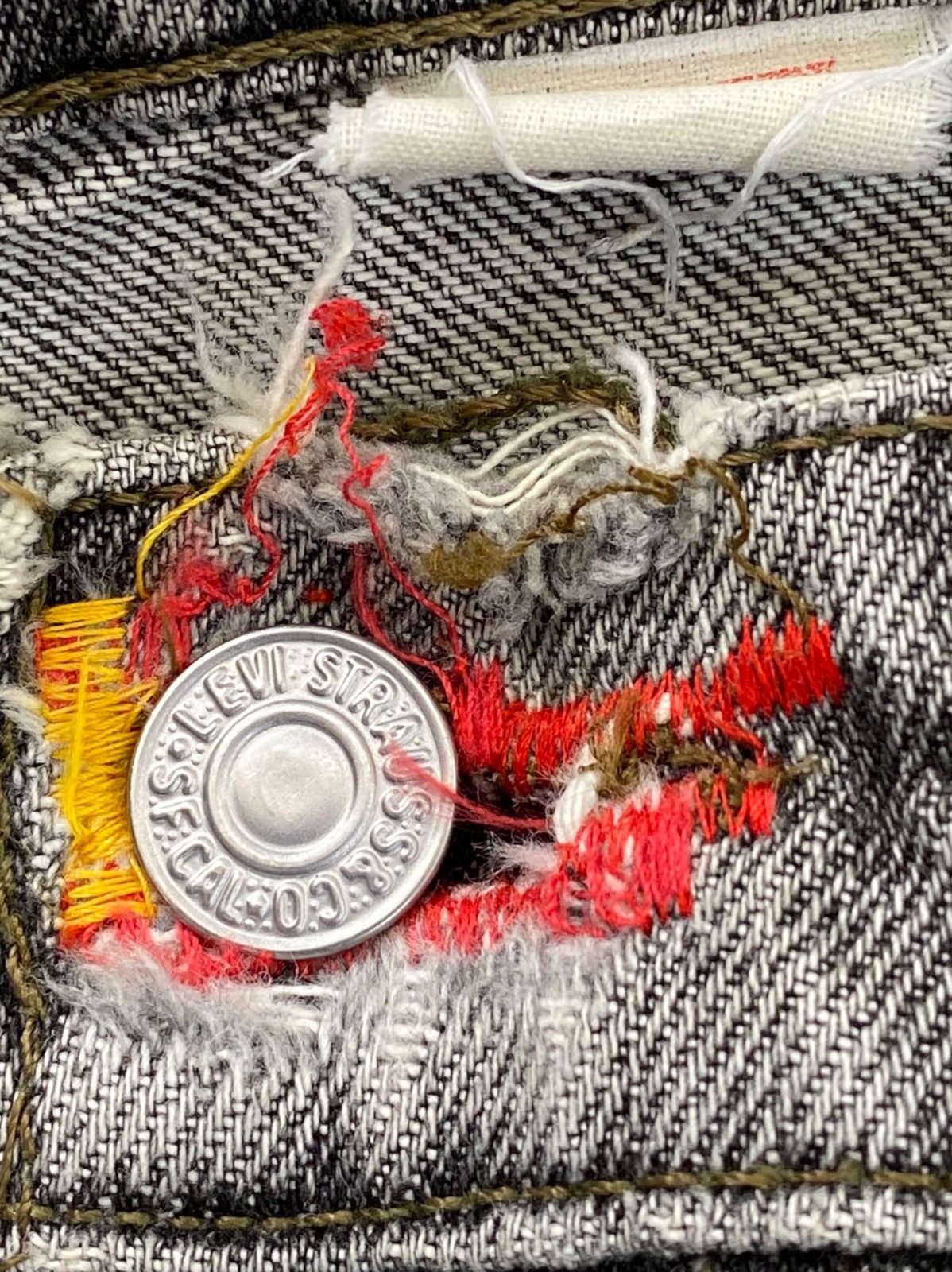 Levi's Levi’s Multicoloured Patched Repair Straight Leg Jeans Size US 28 / EU 44 - 10 Thumbnail