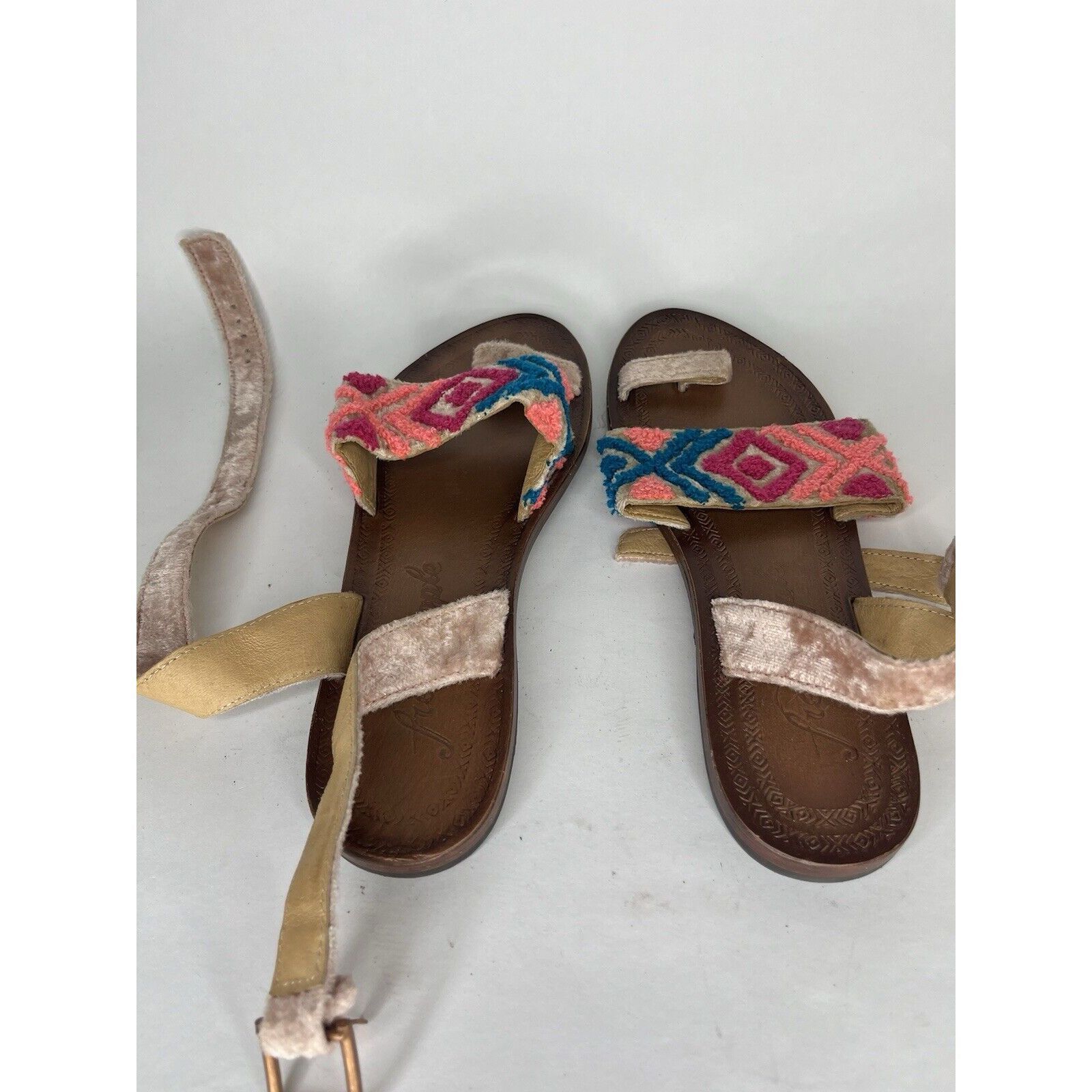 Free People Free People Pink Fabric Leather Aztec Pattern Toe Strap Sand Size US 8 / IT 38 - 11 Thumbnail