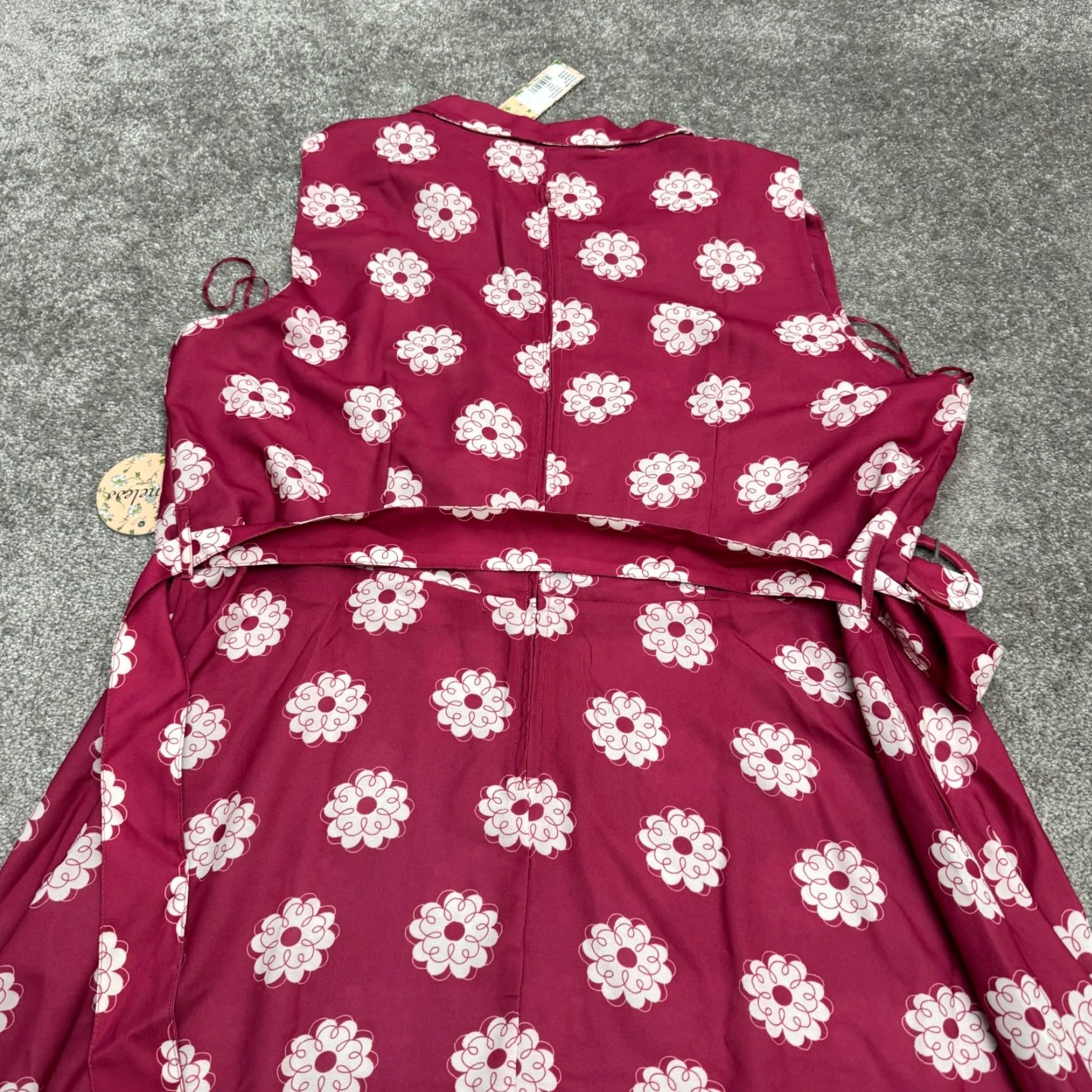 Vintage Timeless Dress Womens 5X Red Floral Collared Belted Wrap NWT Size XXL / US 16-18 / IT 52-54 - 3 Thumbnail