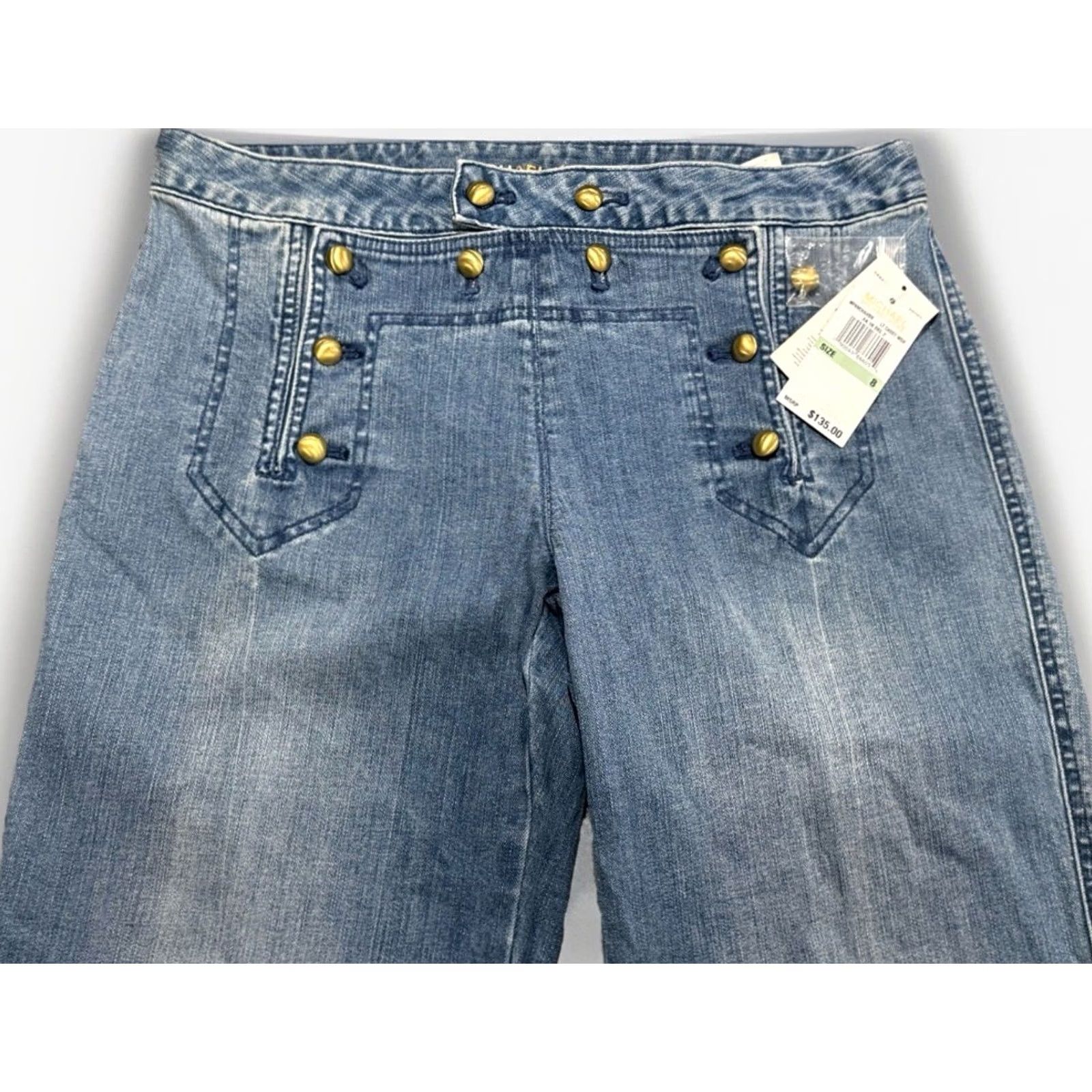 Michael Kors Michael Kors Flare Leg Sailor Cropped Jeans Womens Size 8 32x25 Blue NWT 35 Size 24" / US 00 / IT 34 - 7 Thumbnail