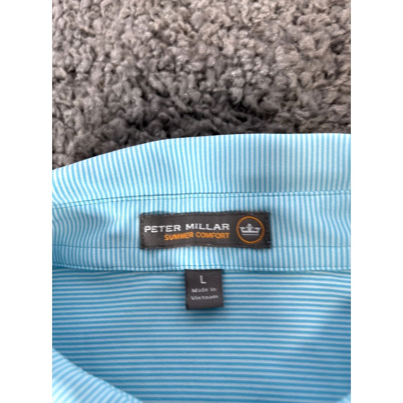 Peter Millar Peter Millar Summer Comfort Polo Shirt Men Large Blue Striped Golf Shirt Size US L / EU 52-54 / 3 - 4 Thumbnail