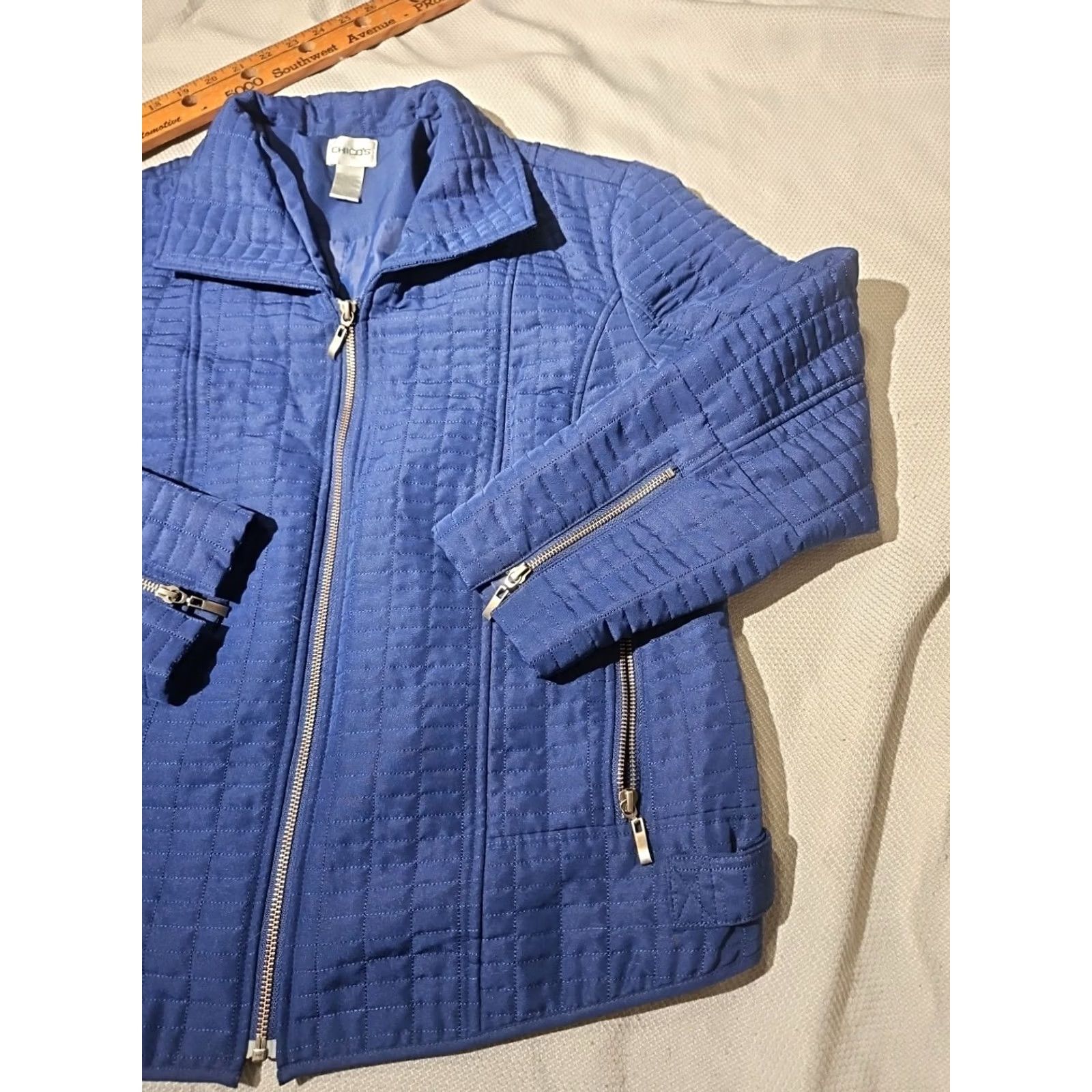 Vintage Chicos Jacket Womens Sz 2 Blue Quilted Full Zip Pocket Casual Outdoor Size XS / US 0-2 / IT 36-38 - 6 Thumbnail