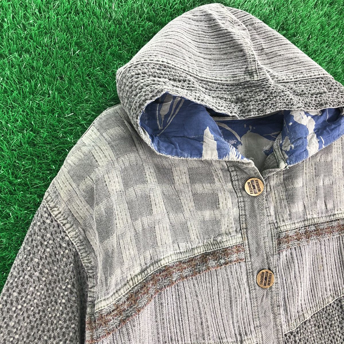 Japanese Brand Vintage 90's Multi Fabric Jacket Hoodie by Jun Young Size US XL / EU 56 / 4 - 2 Thumbnail