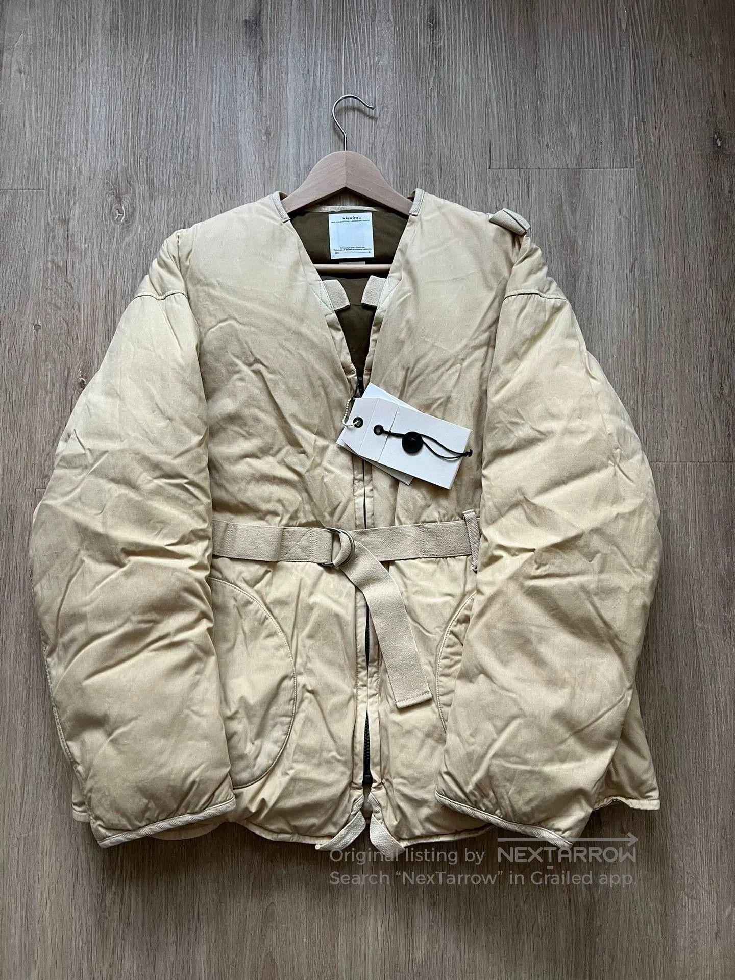 Beige Padded Belted Jacket Size M.