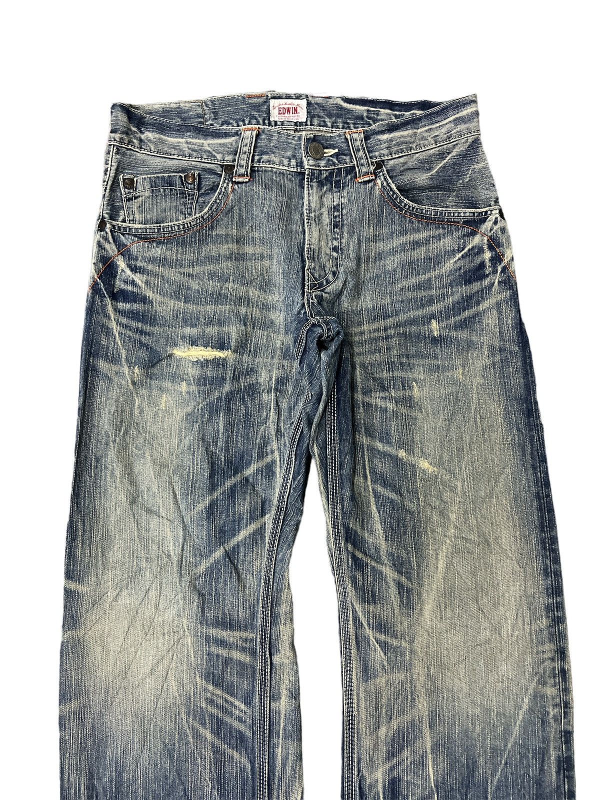Japanese Brand × Vintage THRASHED EDWIN XV DISTRESSED DENIM PANT Size US 32 / EU 48 - 2 Thumbnail