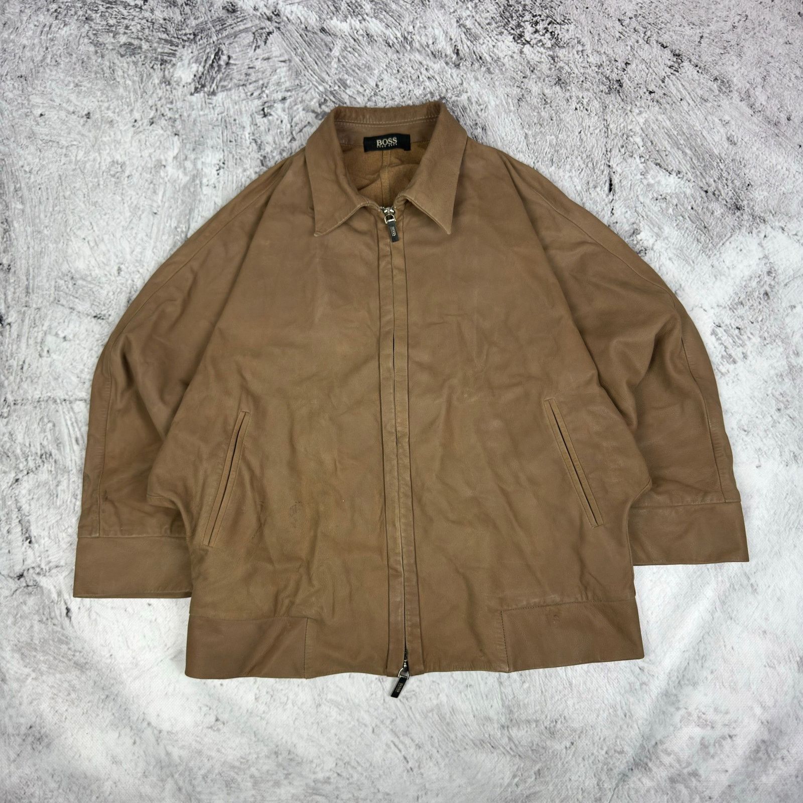 Hugo Boss Boss Hugo Boss Women's brown Leather Full Zip Jacket 8 Size S / US 4 / IT 40 - 1 Thumbnail