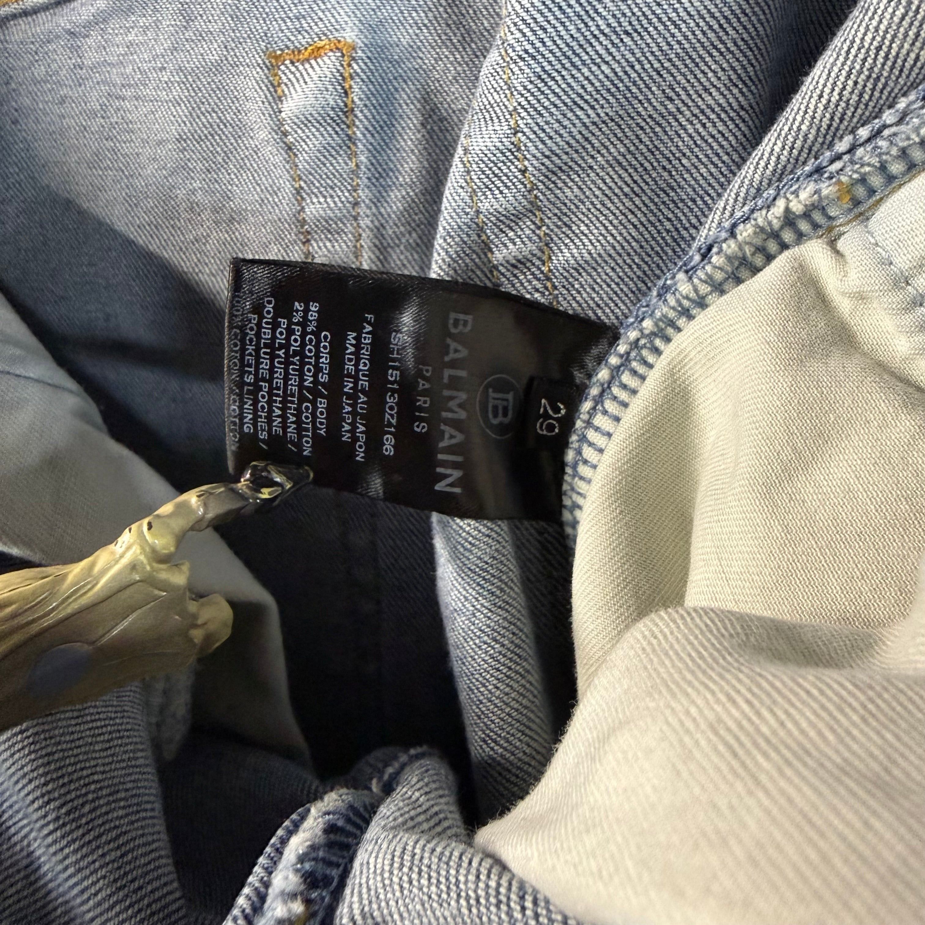 Balmain Balmain Distressed Motto Blue Jeans Size 29 Size US 29 - 7 Thumbnail