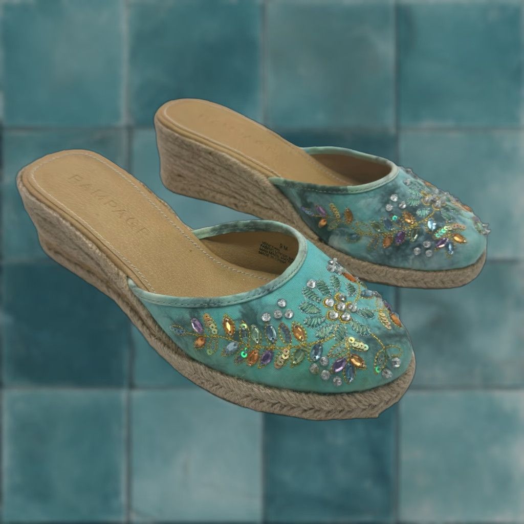 Vintage VINTAGE Rampage Espadrille Sandals 9 Wedge Boho Hippie Grunge Fairy Bohemian Sandals & Flip Flops Womens Size US 9 / IT 39 - 1 Thumbnail