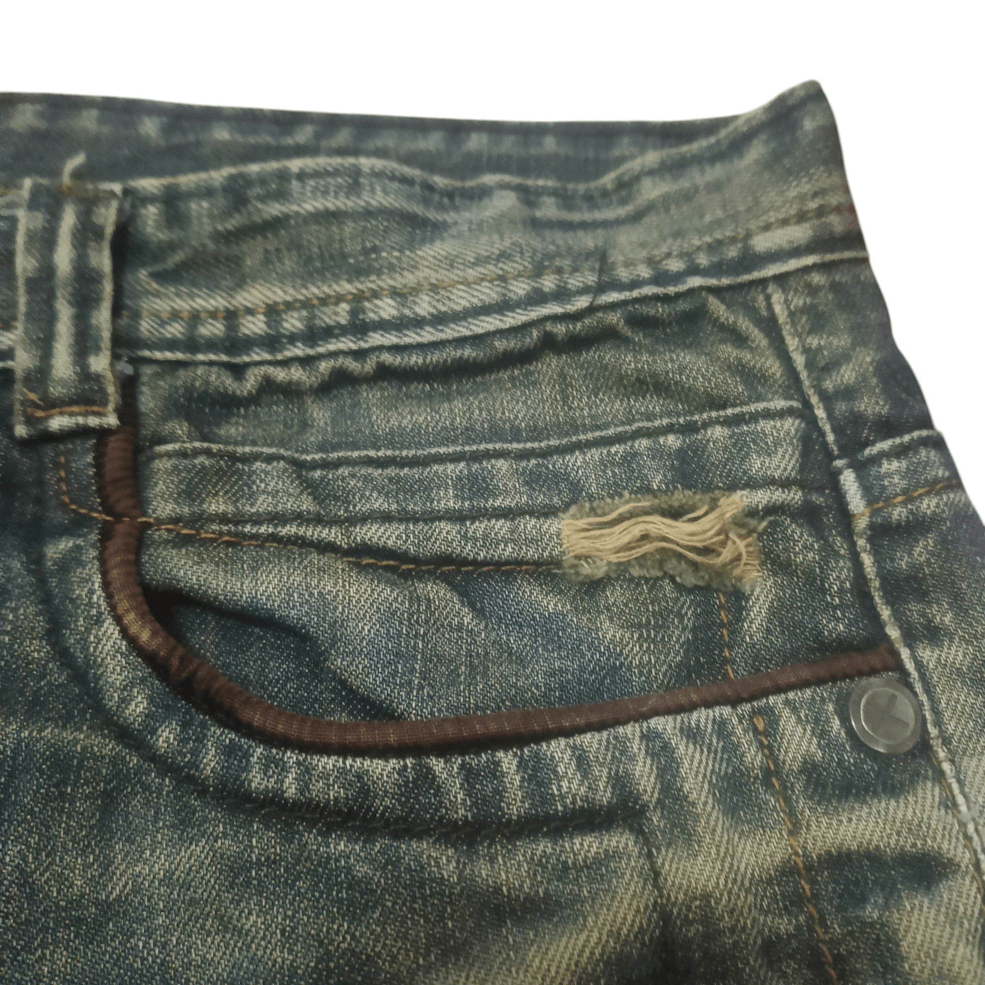 The GV Gallery Vintage New Boy London Flared Distressed Jeans Size US 34 / EU 50 - 8 Thumbnail