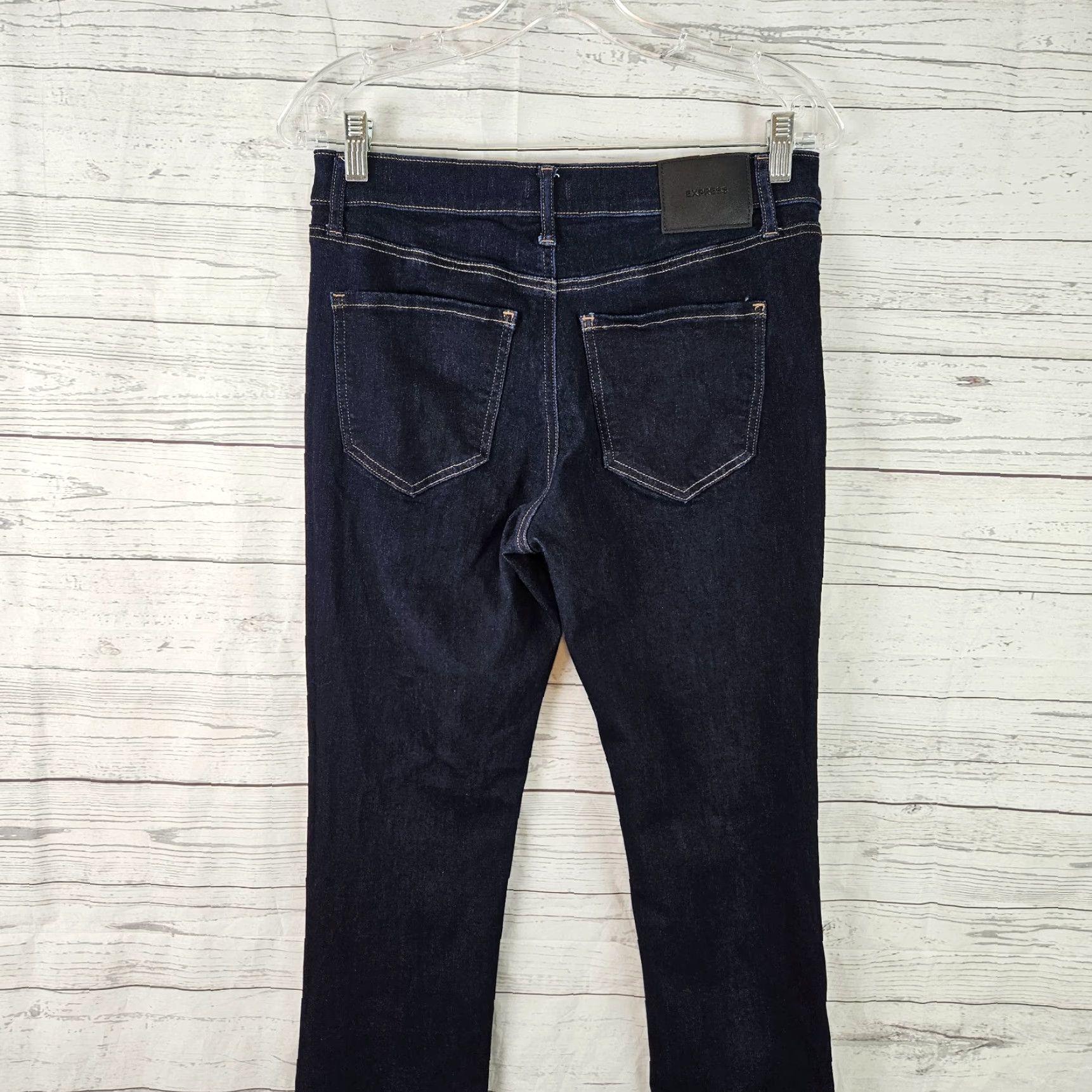 Express Express Womens Skyscraper Bootcut Jeans Sz 6 Blue Dark Wash Mid Rise Jeans Women Boots? Size 28" / US 6 / IT 42 - 4 Thumbnail