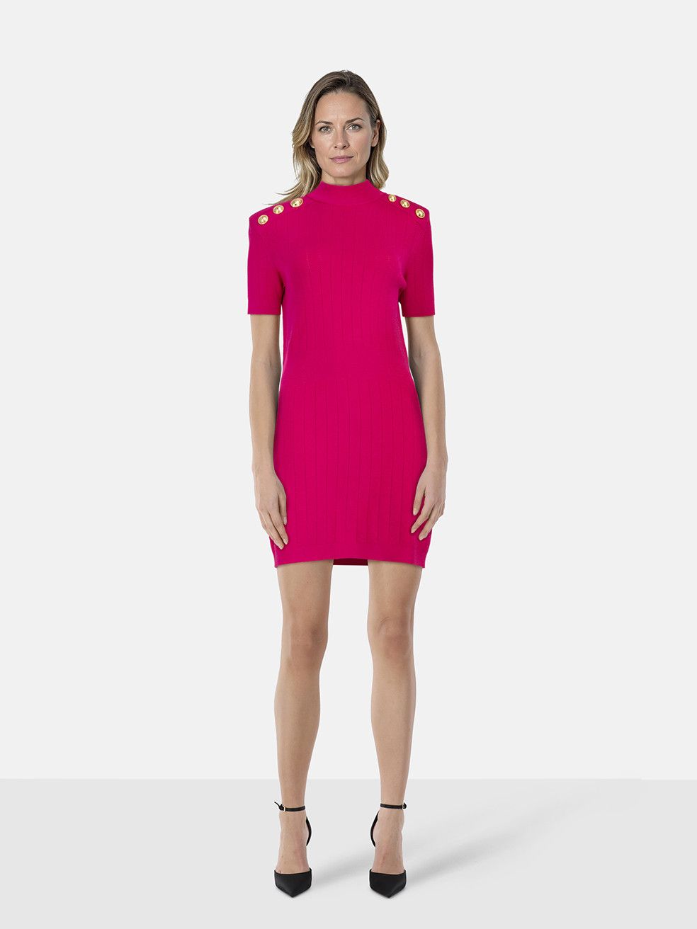 Balmain Pink Knit Mini Dress Size L / US 10 / IT 46 - 1 Thumbnail