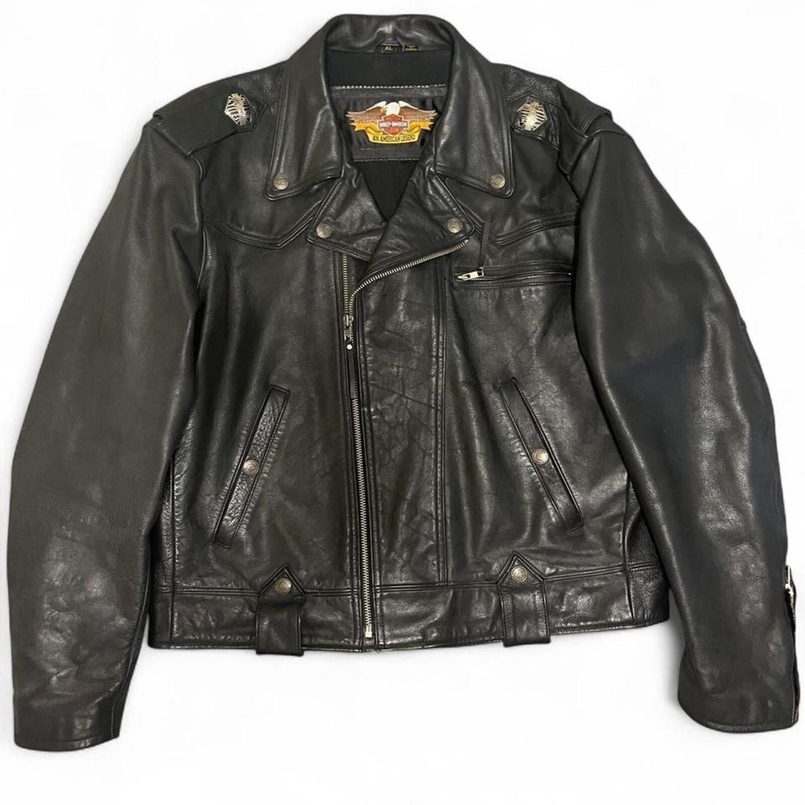 Harley Davidson Vintage Harley Davidson American Legend USA Leather Jacket Size M / US 6-8 / IT 42-44 - 1 Thumbnail
