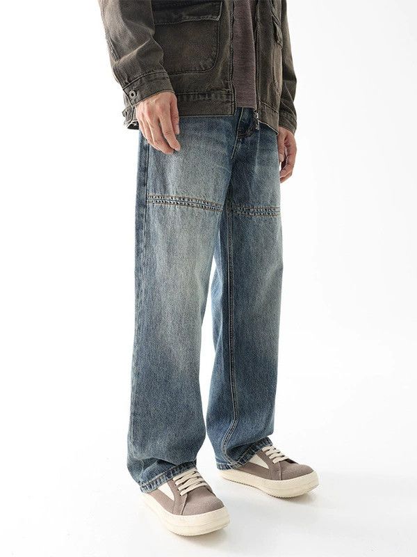 Jean American distressed patchwork straight loose versatile jeans Size US 32 / EU 48 - 3 Thumbnail
