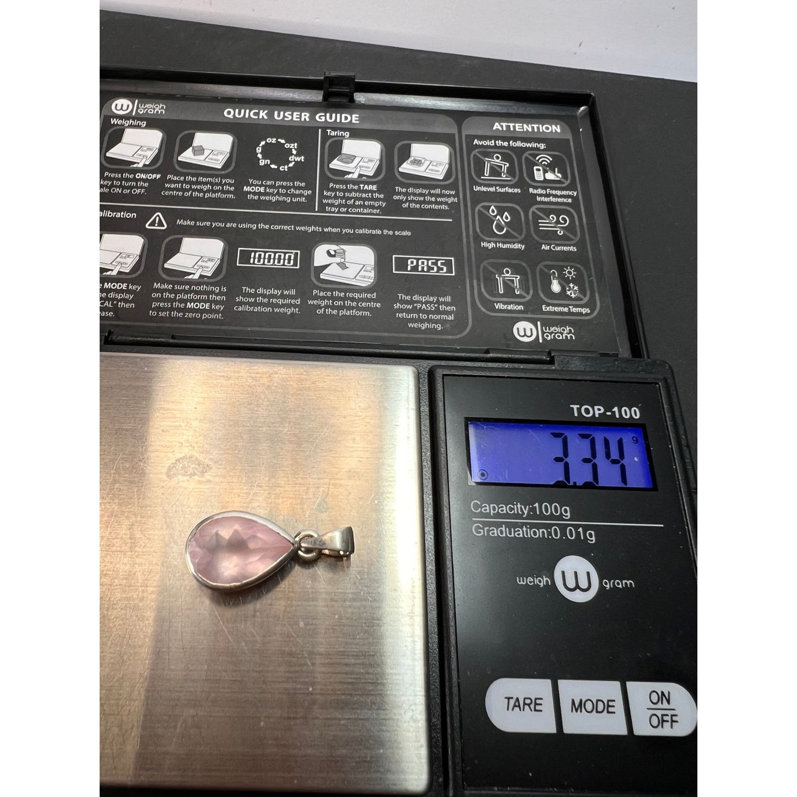 Other NEW Rose Quartz teardrop gemstone 925 pendant 3.34 grams Size ONE SIZE - 5 Thumbnail