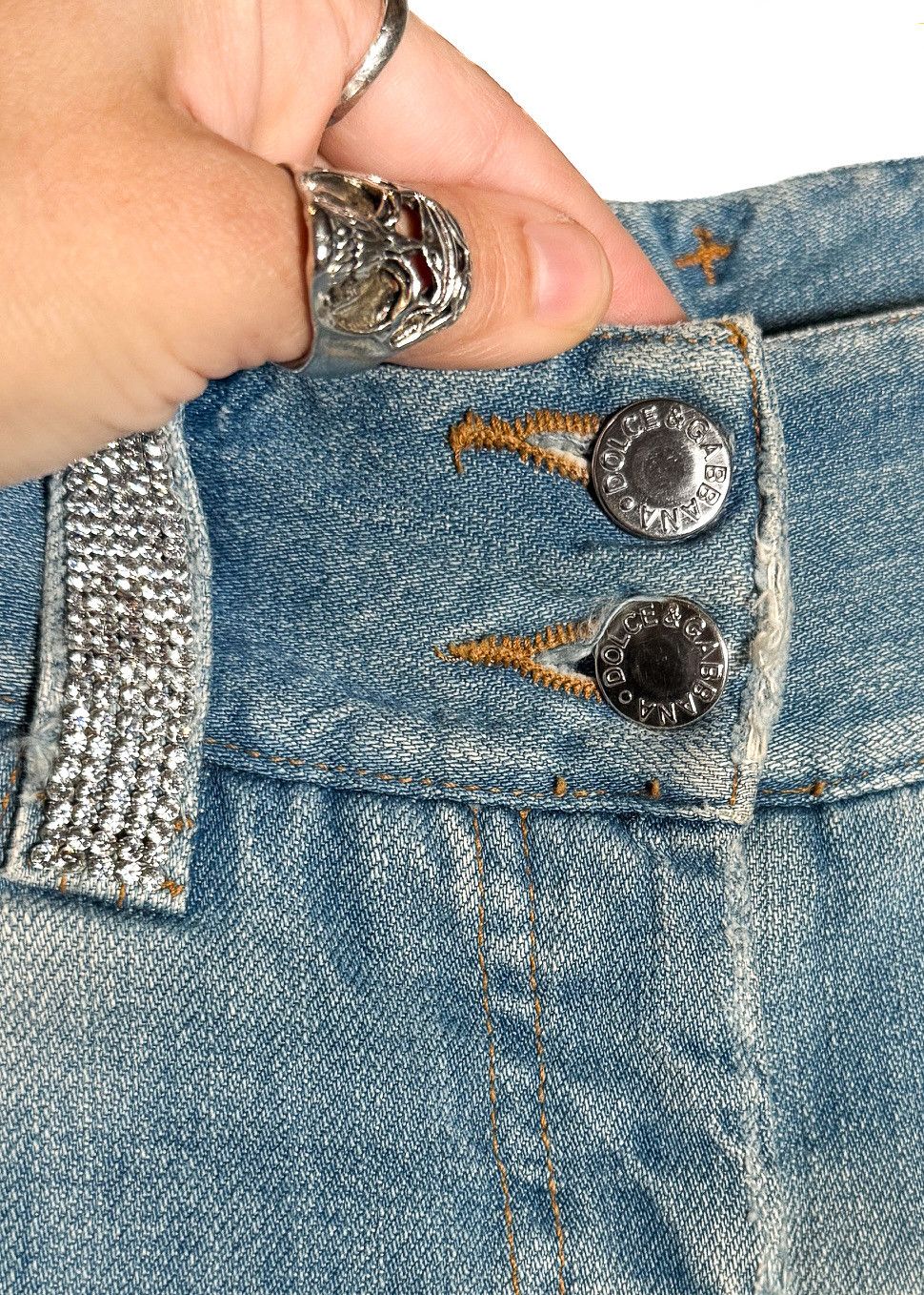 Dolce & Gabbana Dolce & Gabbana Vintage SS03 Rhinestone DG Blue Jeans Size 28" / US 6 / IT 42 - 5 Thumbnail