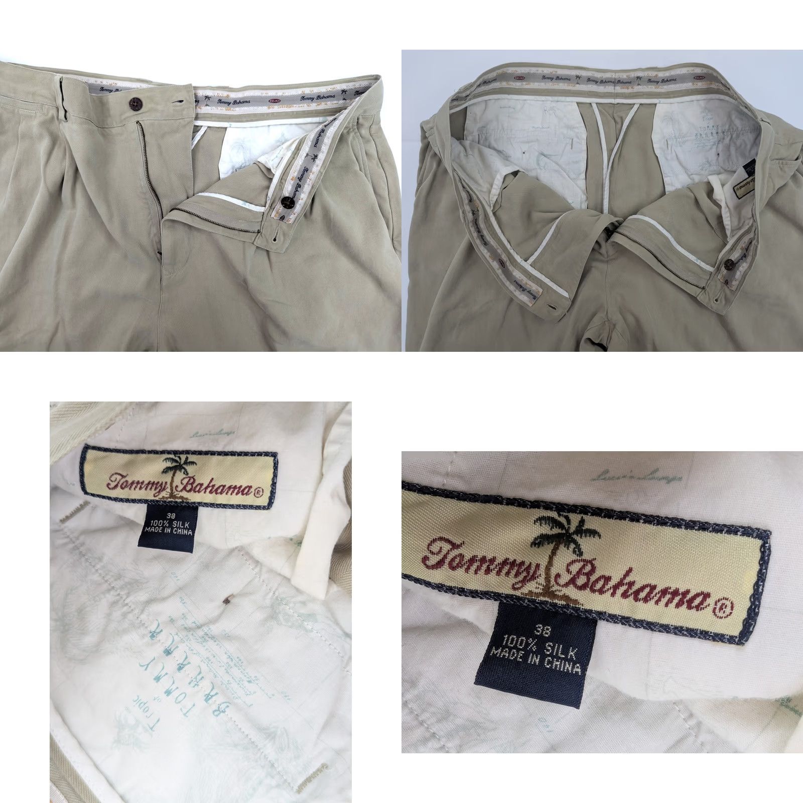 Tommy Bahama Tommy Bahama Pants Silk Pleated Beige Tan Golf 100% 38 (Fits 37x31) Men’s Size US 37 - 8 Thumbnail