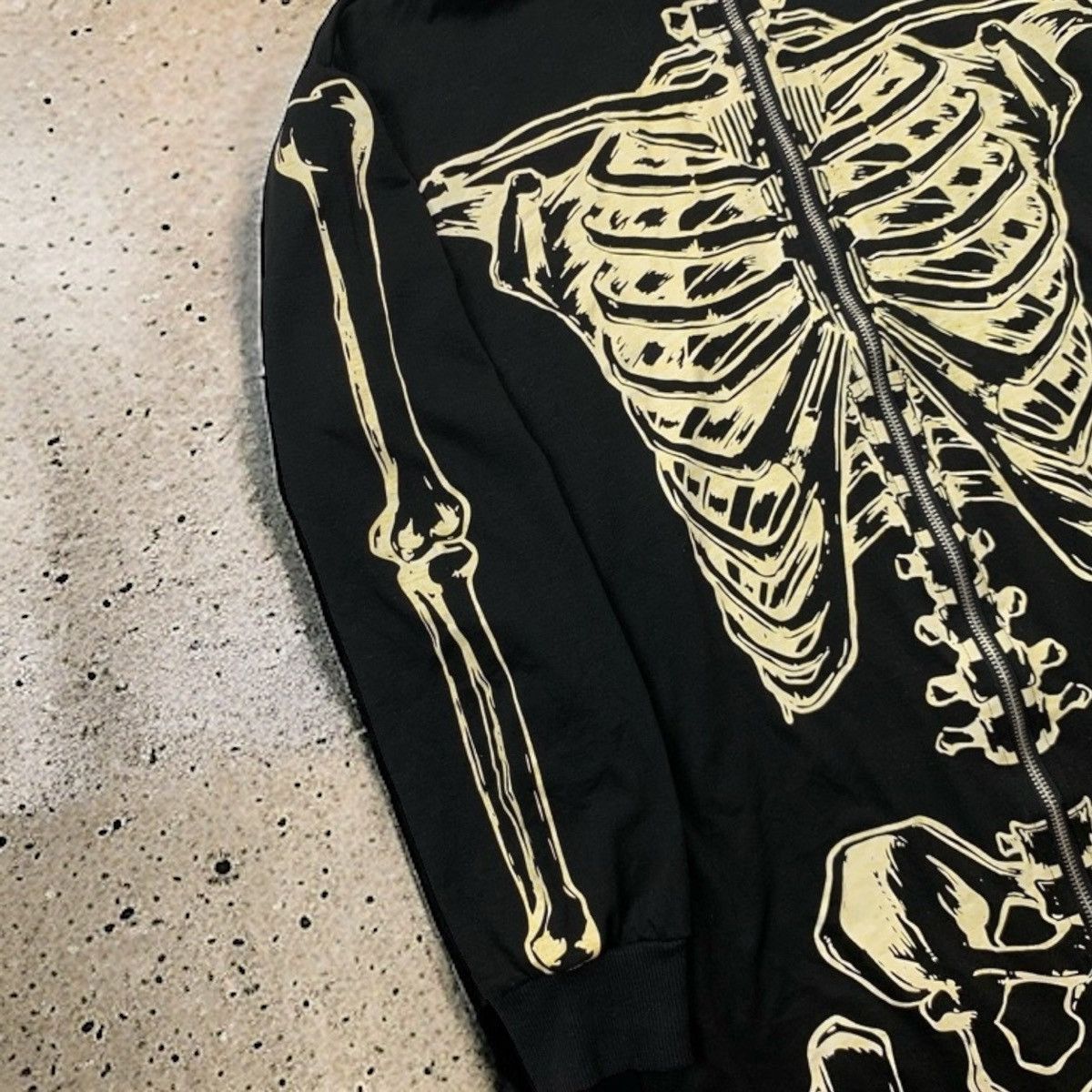 Vintage Glad News Skeleton Long Hoodie